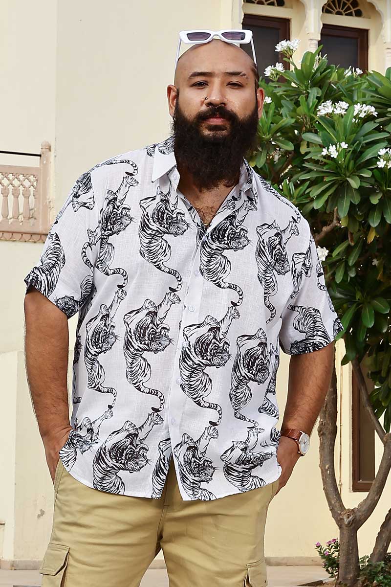 White Tiger- White Tiger Printed Linen Blend Shirt