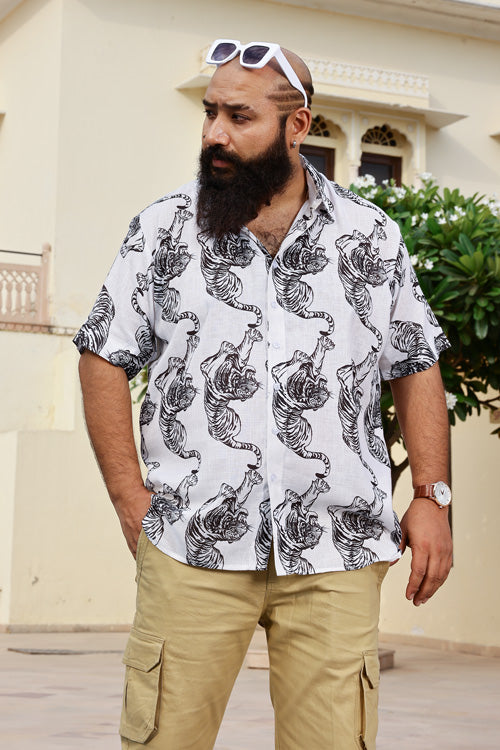 White Tiger- White Tiger Printed Linen Blend Shirt
