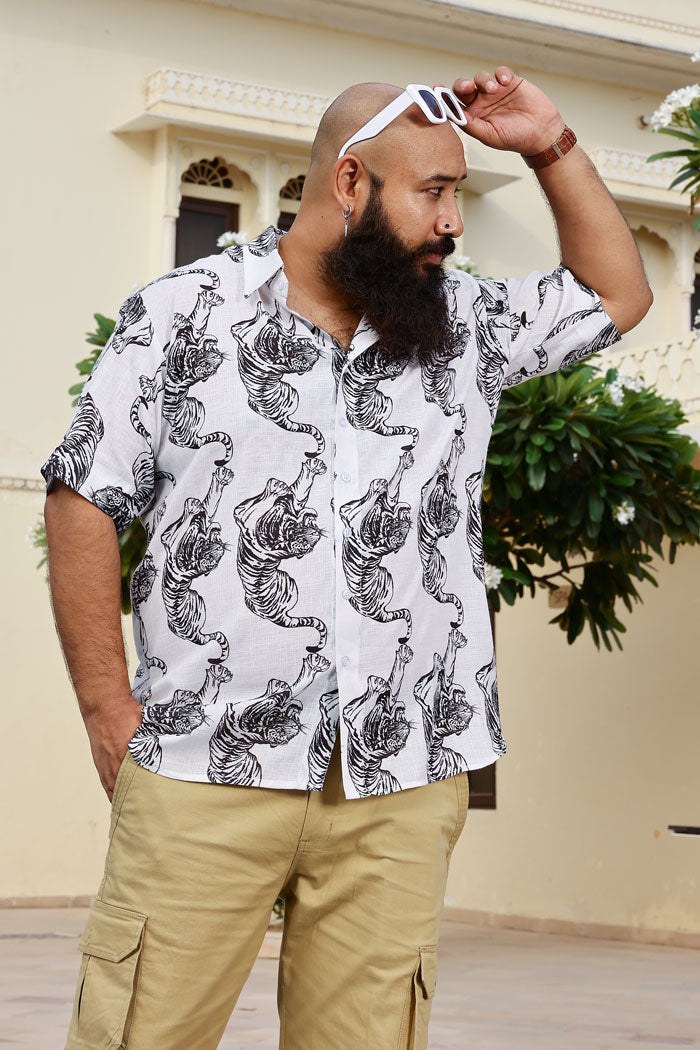 White Tiger- White Tiger Printed Linen Blend Shirt