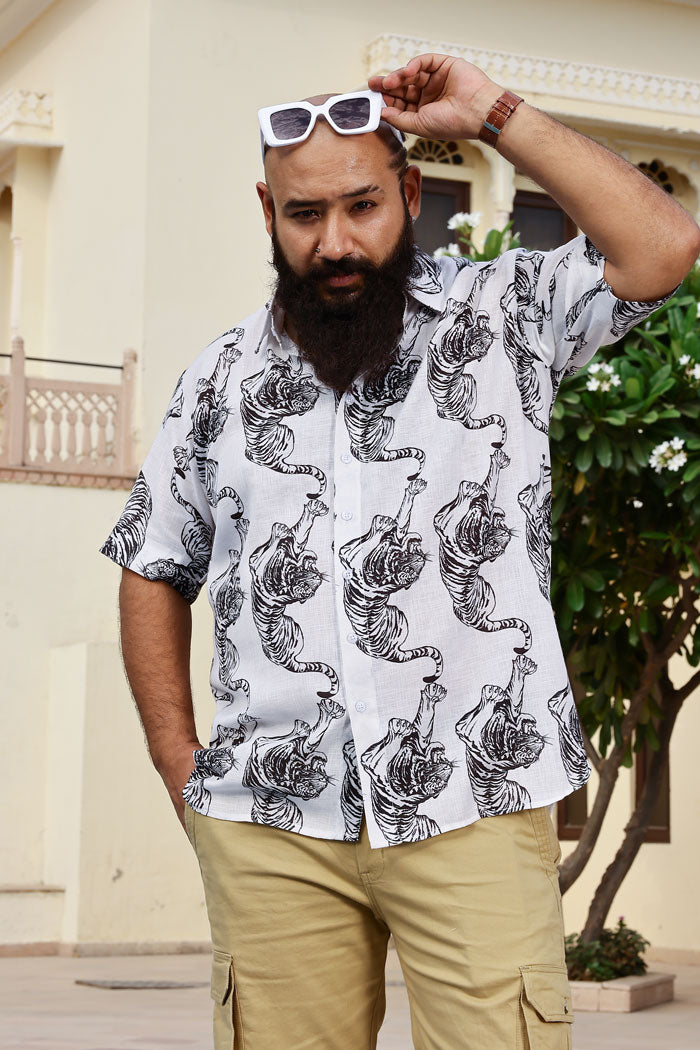 White Tiger- White Tiger Printed Linen Blend Shirt
