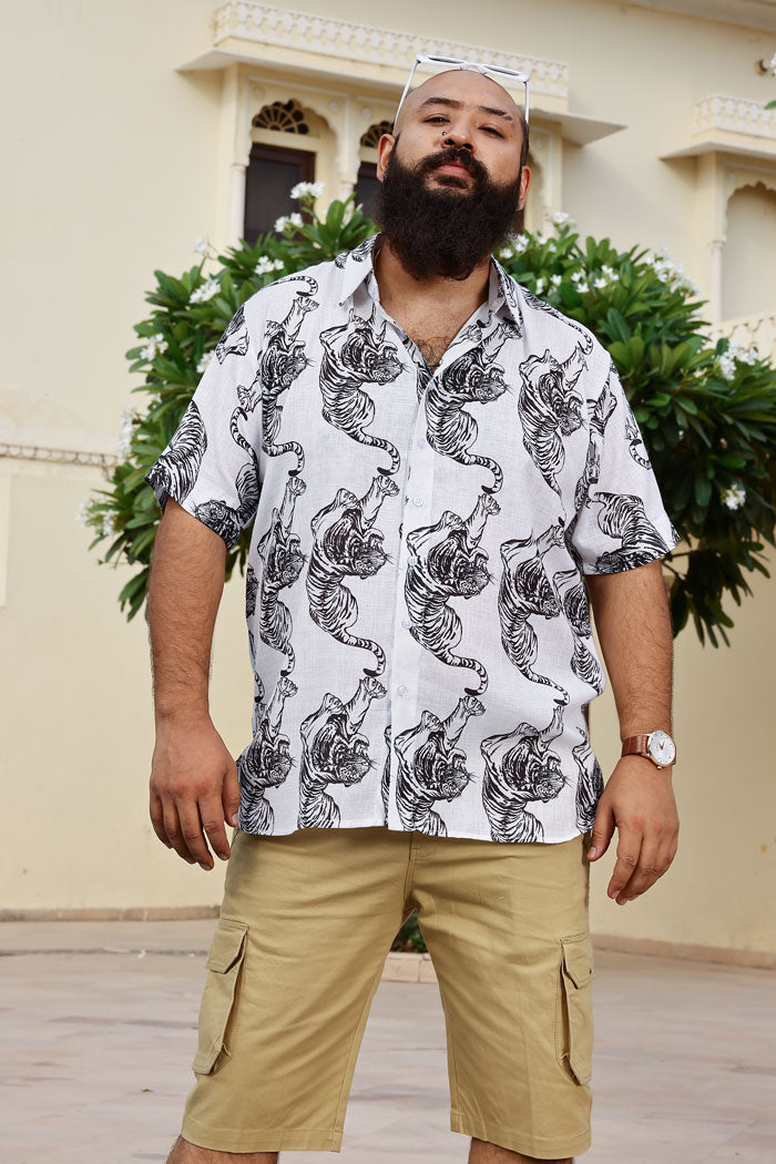 White Tiger- White Tiger Printed Linen Blend Shirt