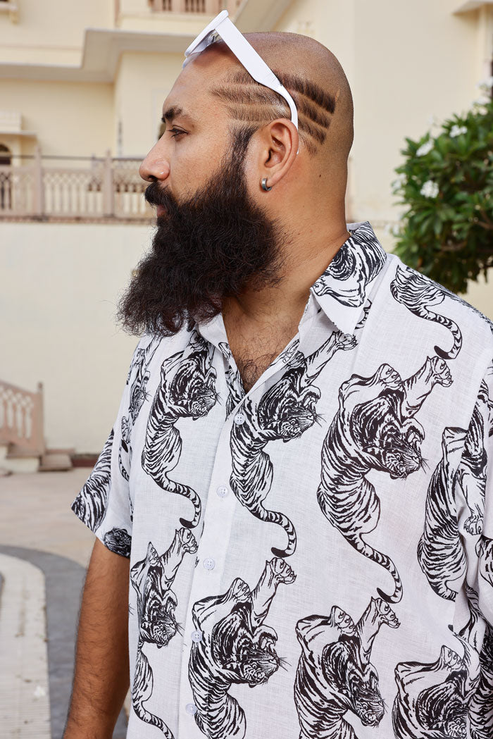 White Tiger- White Tiger Printed Linen Blend Shirt