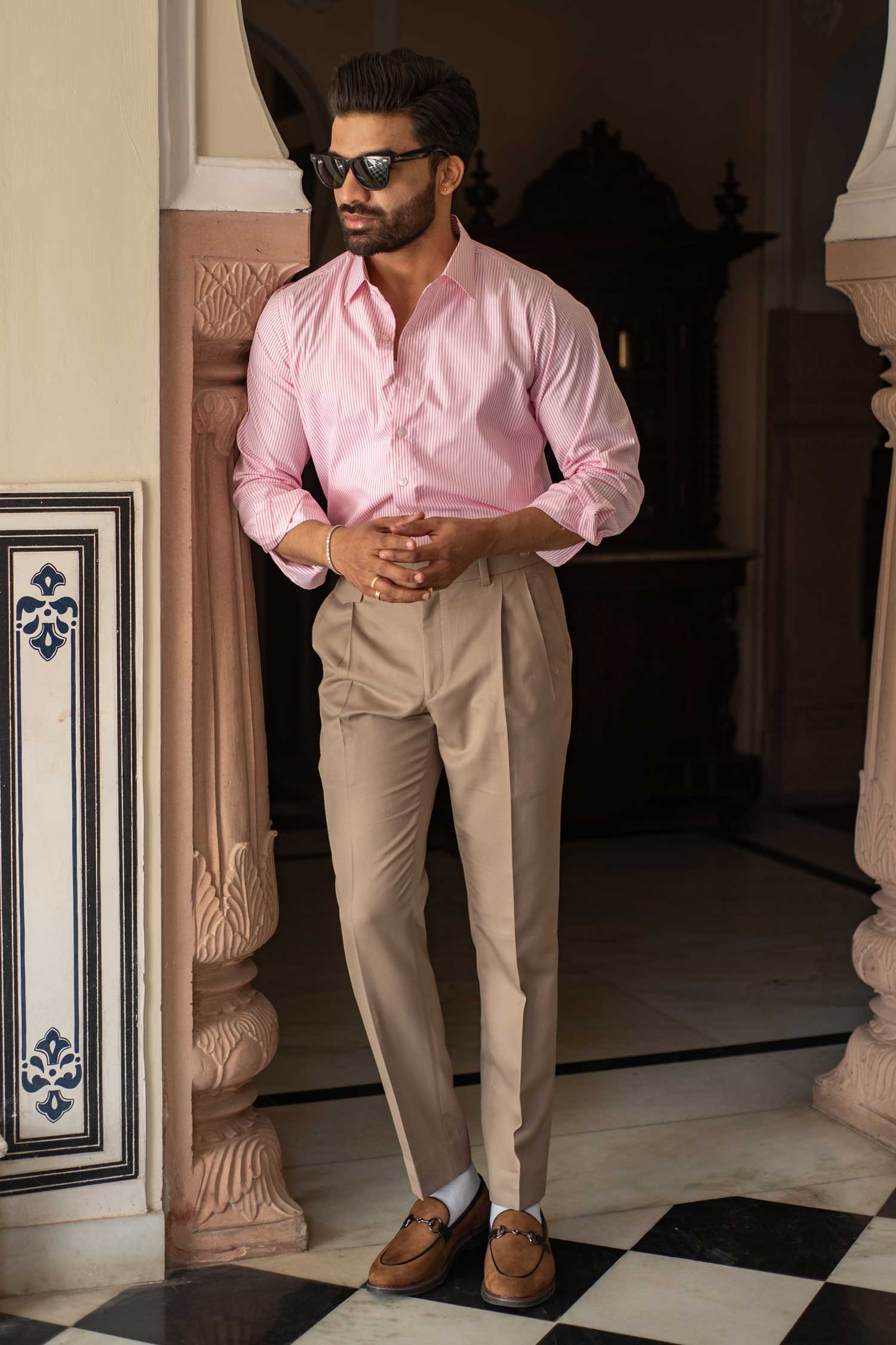 Seoul - Pink on White Striped Poplin Giza Cotton Shirt