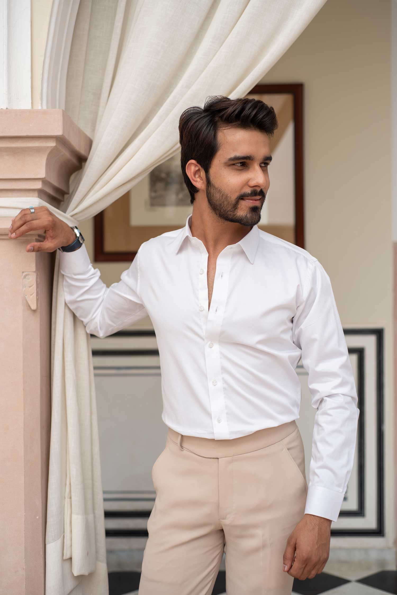 Porcelain - White Satin Giza Cotton Shirt