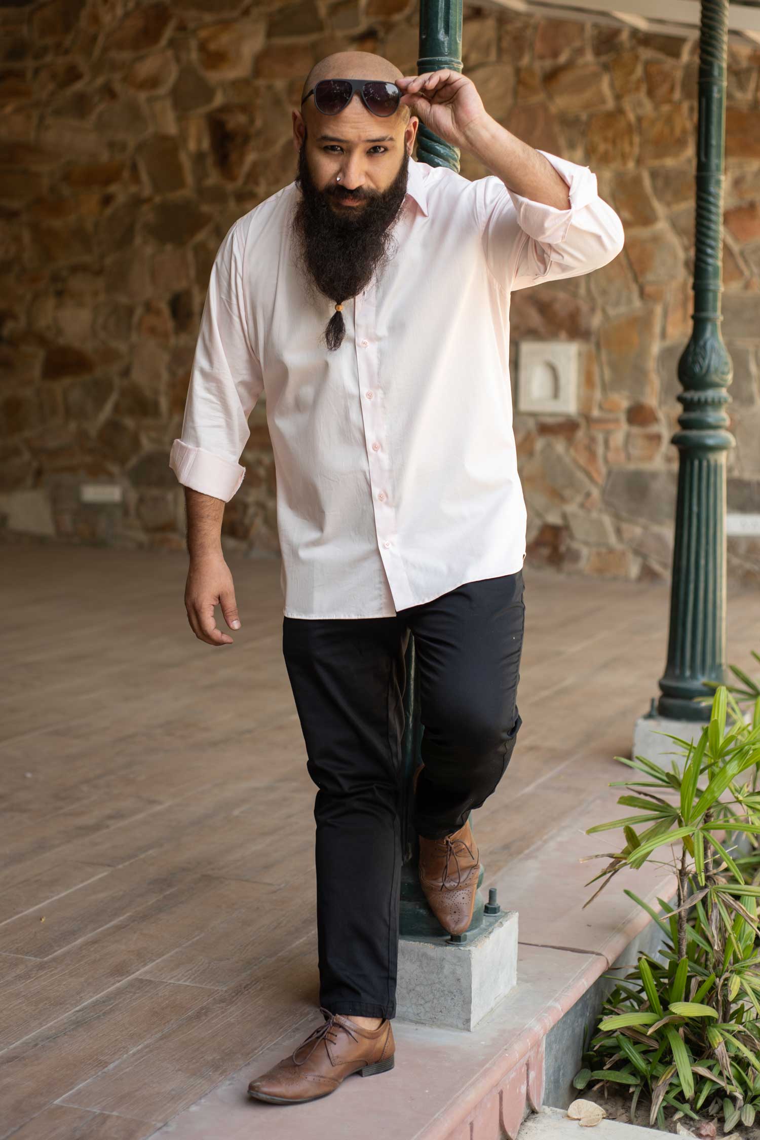 Peach - Light Peach Satin Giza Cotton Shirt