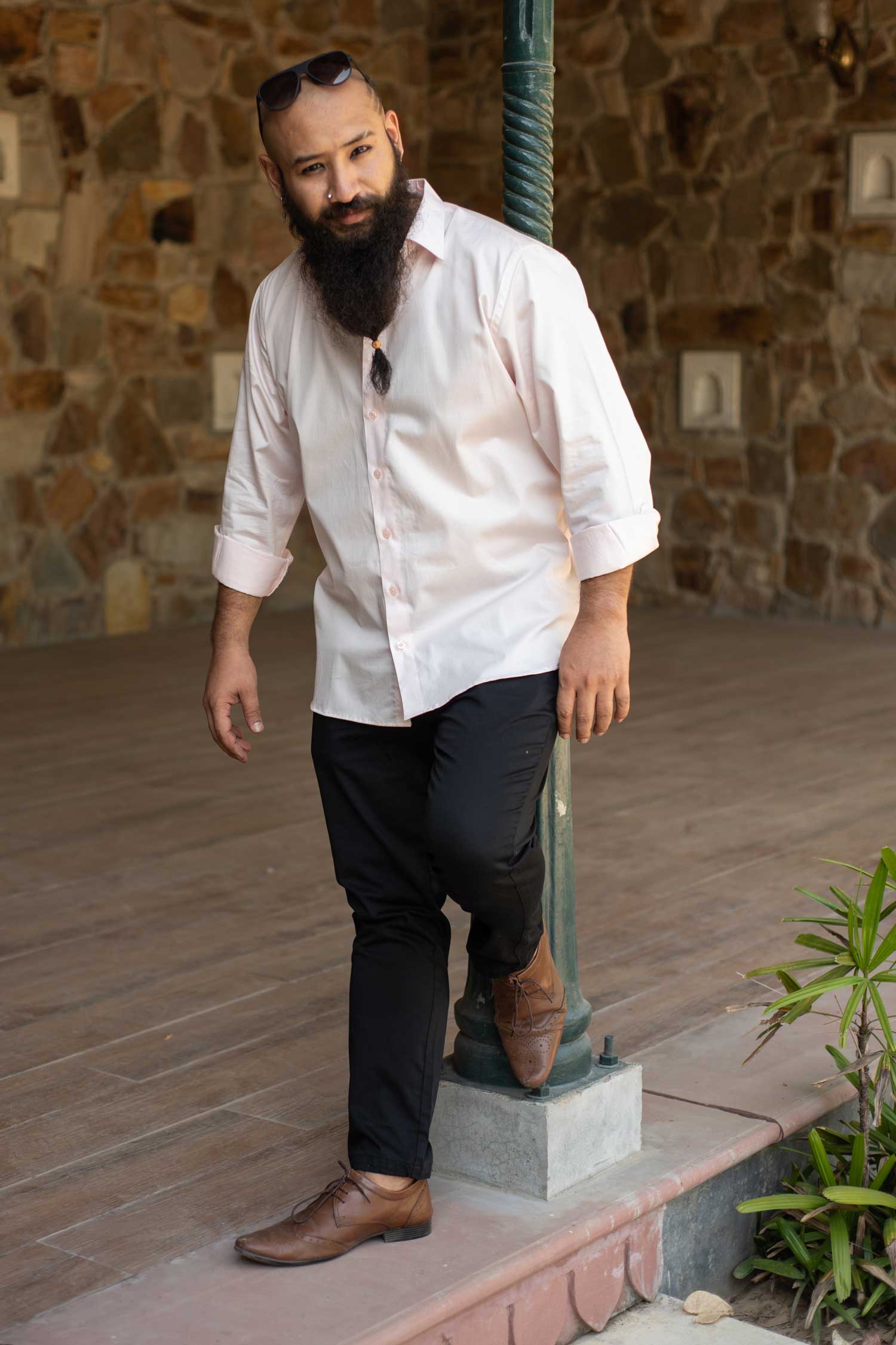 Peach - Light Peach Satin Giza Cotton Shirt