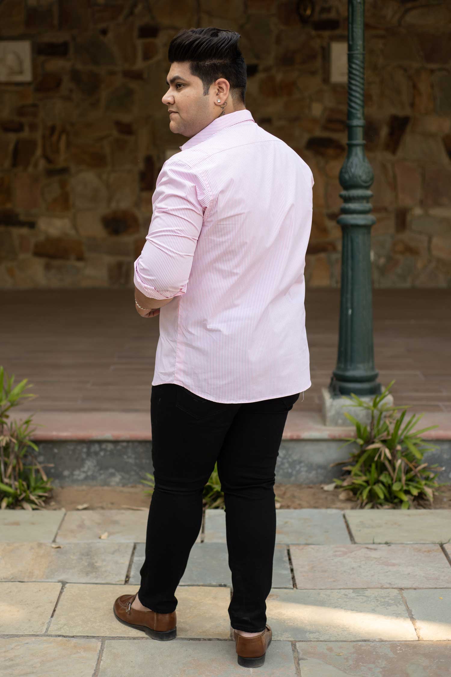 Seoul - Pink on White Striped Poplin Giza Cotton Shirt