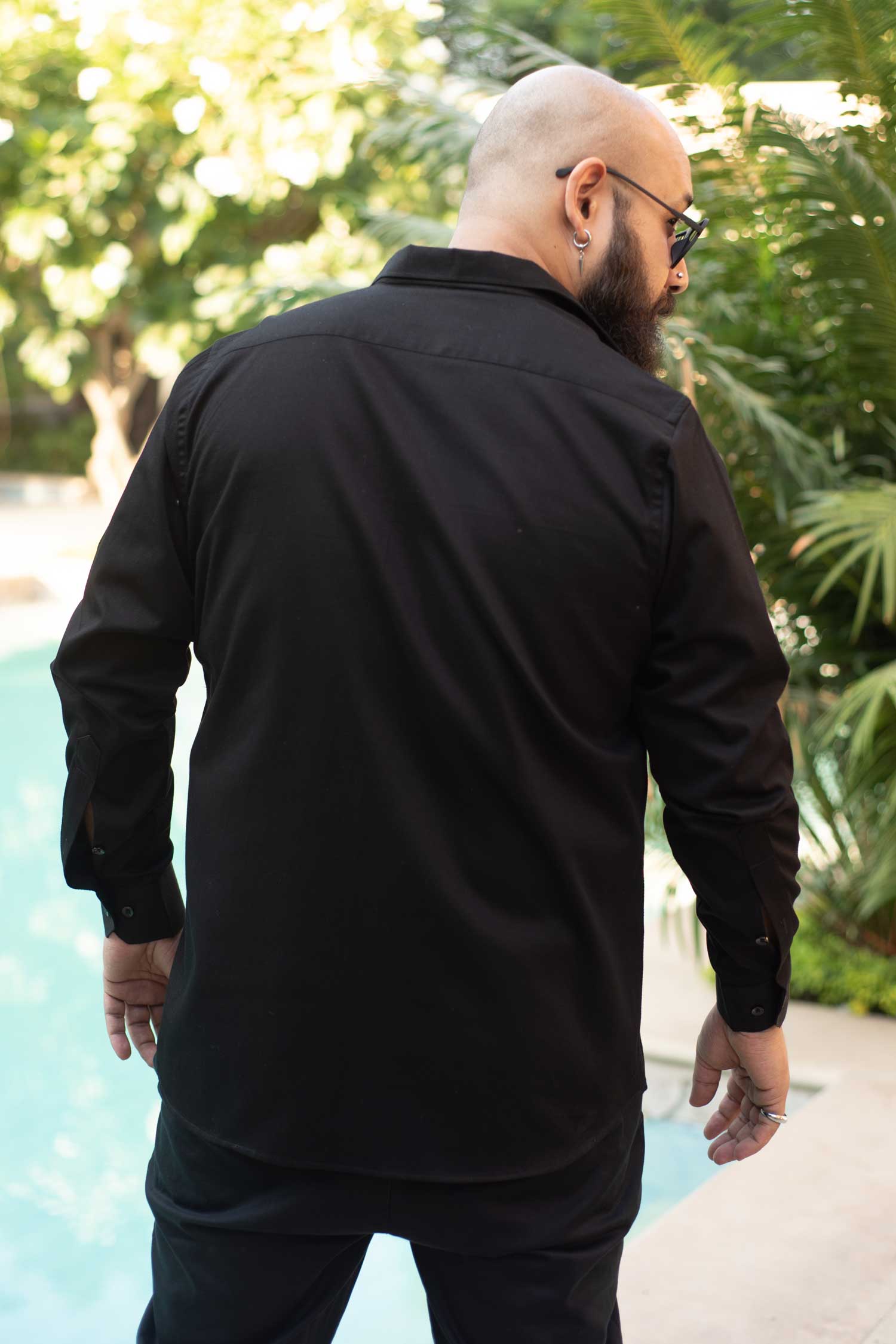 Dark - Black Dobby Knit Giza Cotton Shirt