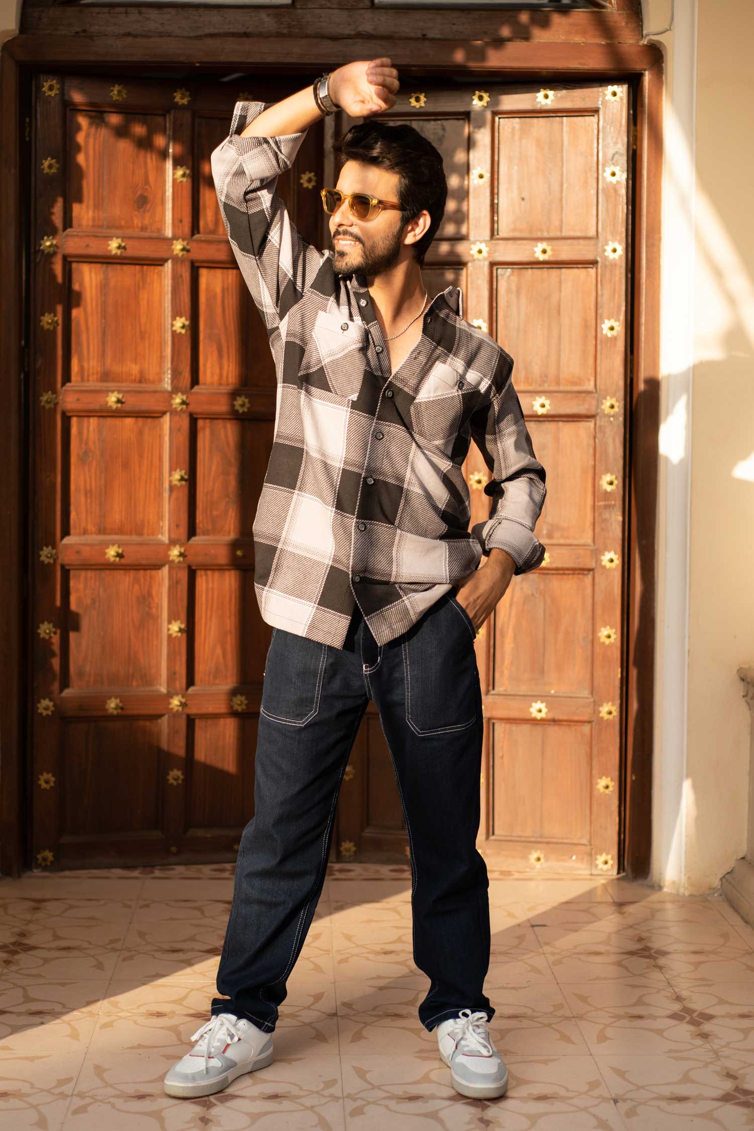 Coaltartan Checkmate- Black and Grey Checkered Oversized Overshirt (PLUS SIZE SHIRTS SIZES=S-6XL)
