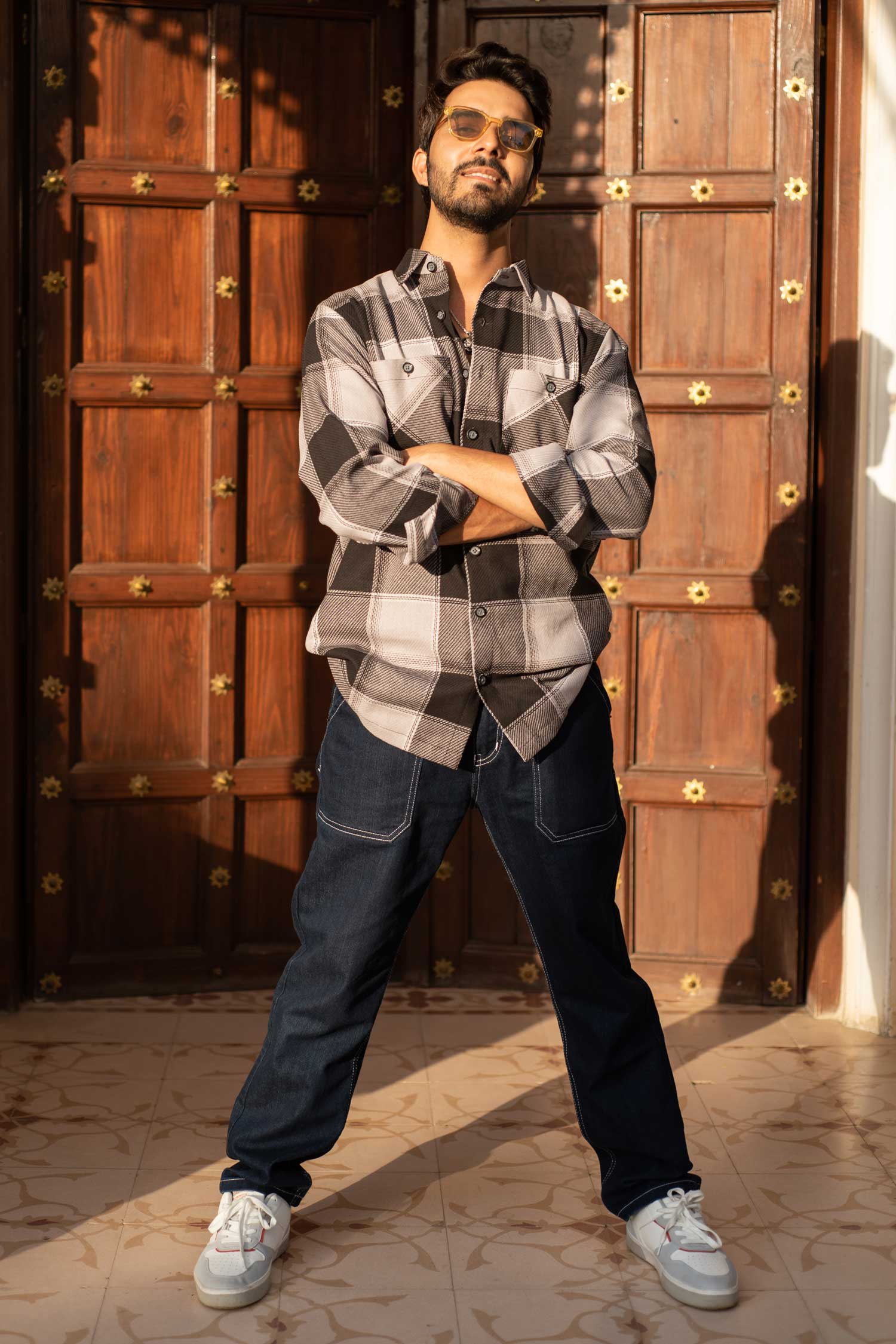 Coaltartan Checkmate- Black and Grey Checkered Oversized Overshirt (PLUS SIZE SHIRTS SIZES=S-6XL)