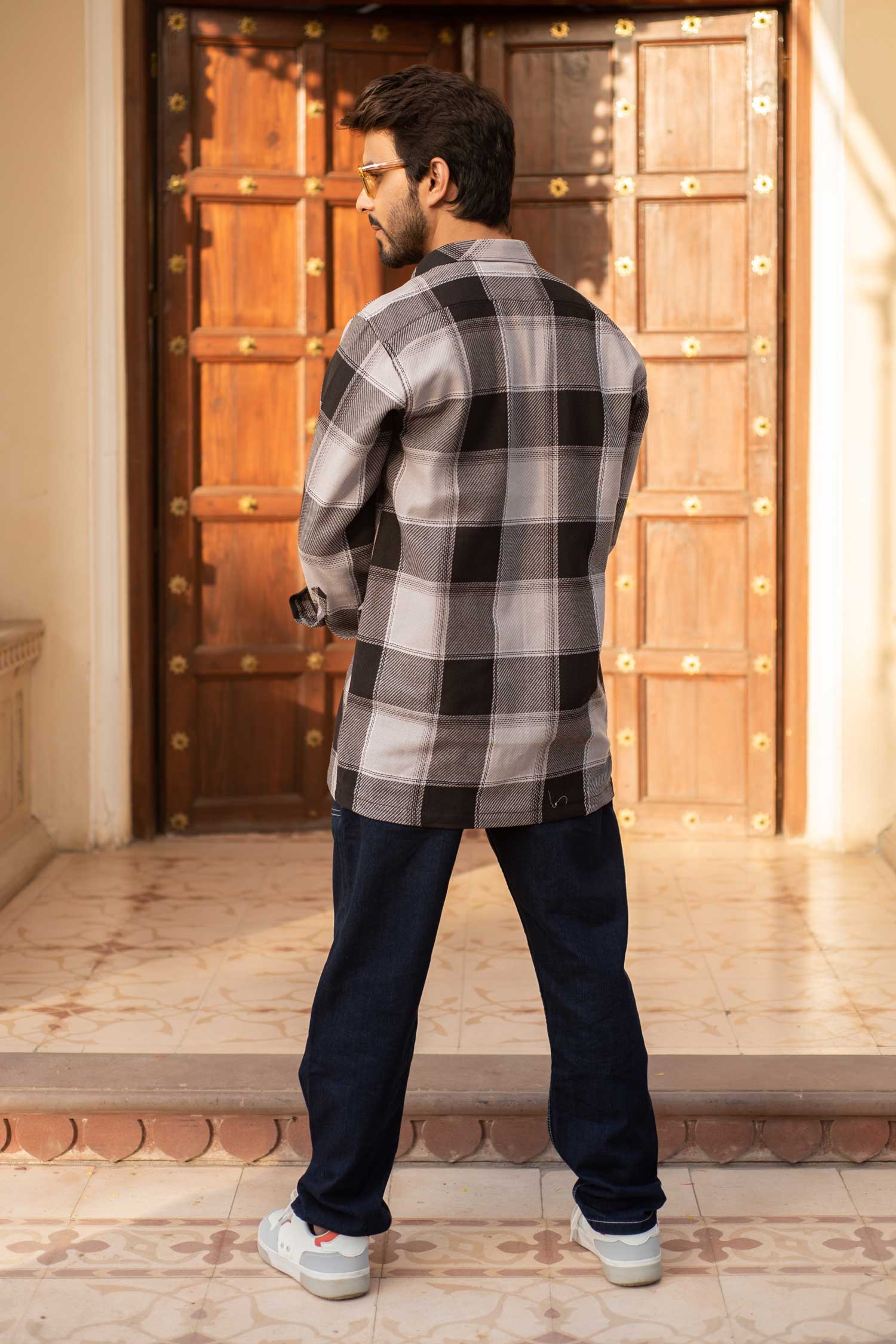 Coaltartan Checkmate- Black and Grey Checkered Oversized Overshirt (PLUS SIZE SHIRTS SIZES=S-6XL)