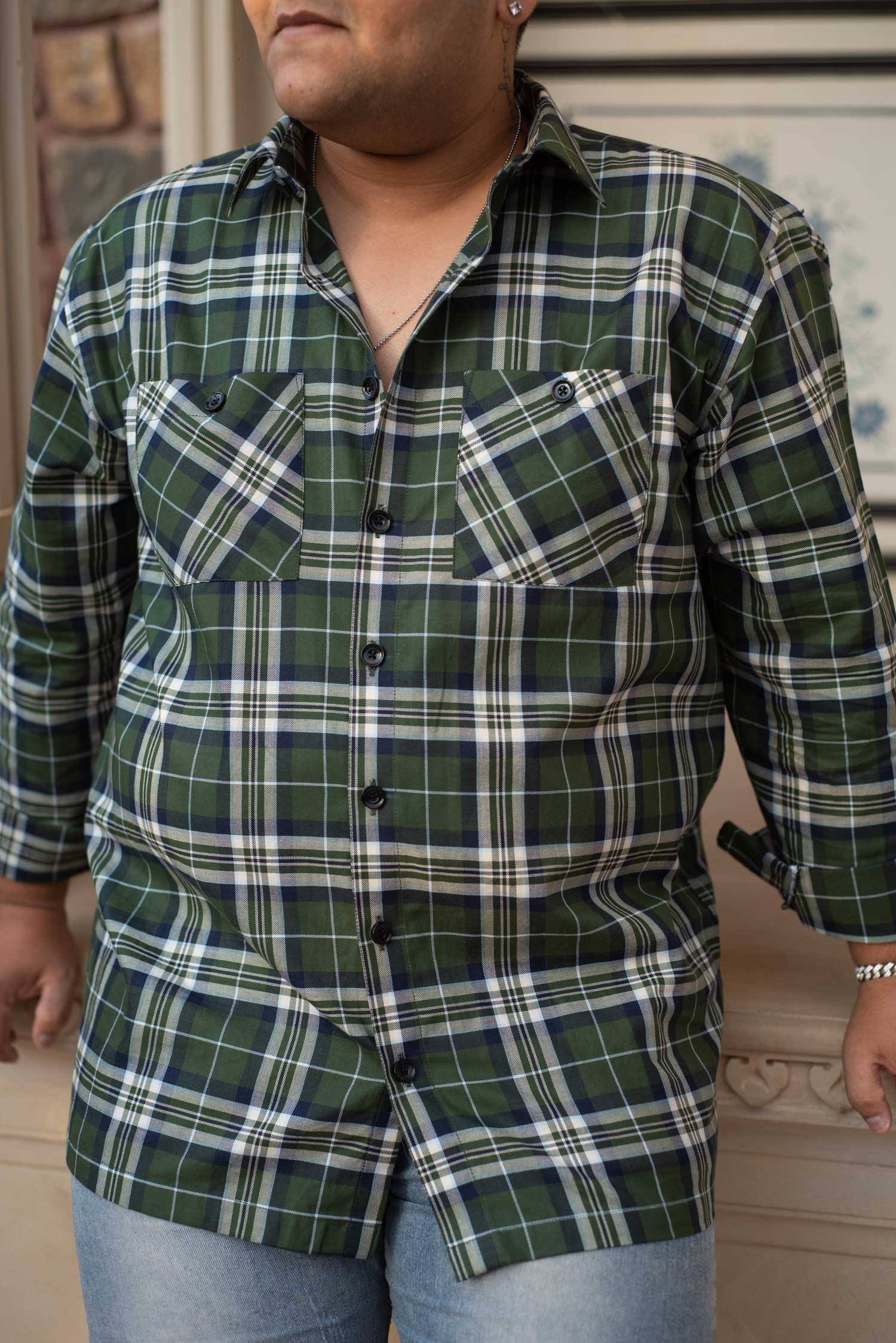 Hunterblend Checkmate- Green and Navy Checkered Oversized Overshirt