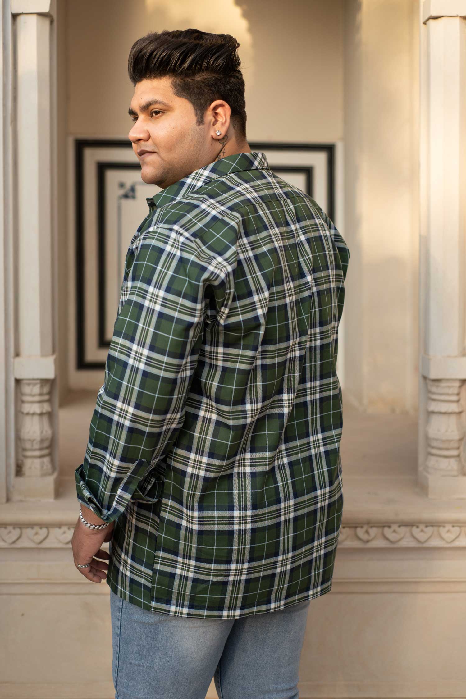 Hunterblend Checkmate- Green and Navy Checkered Oversized Overshirt