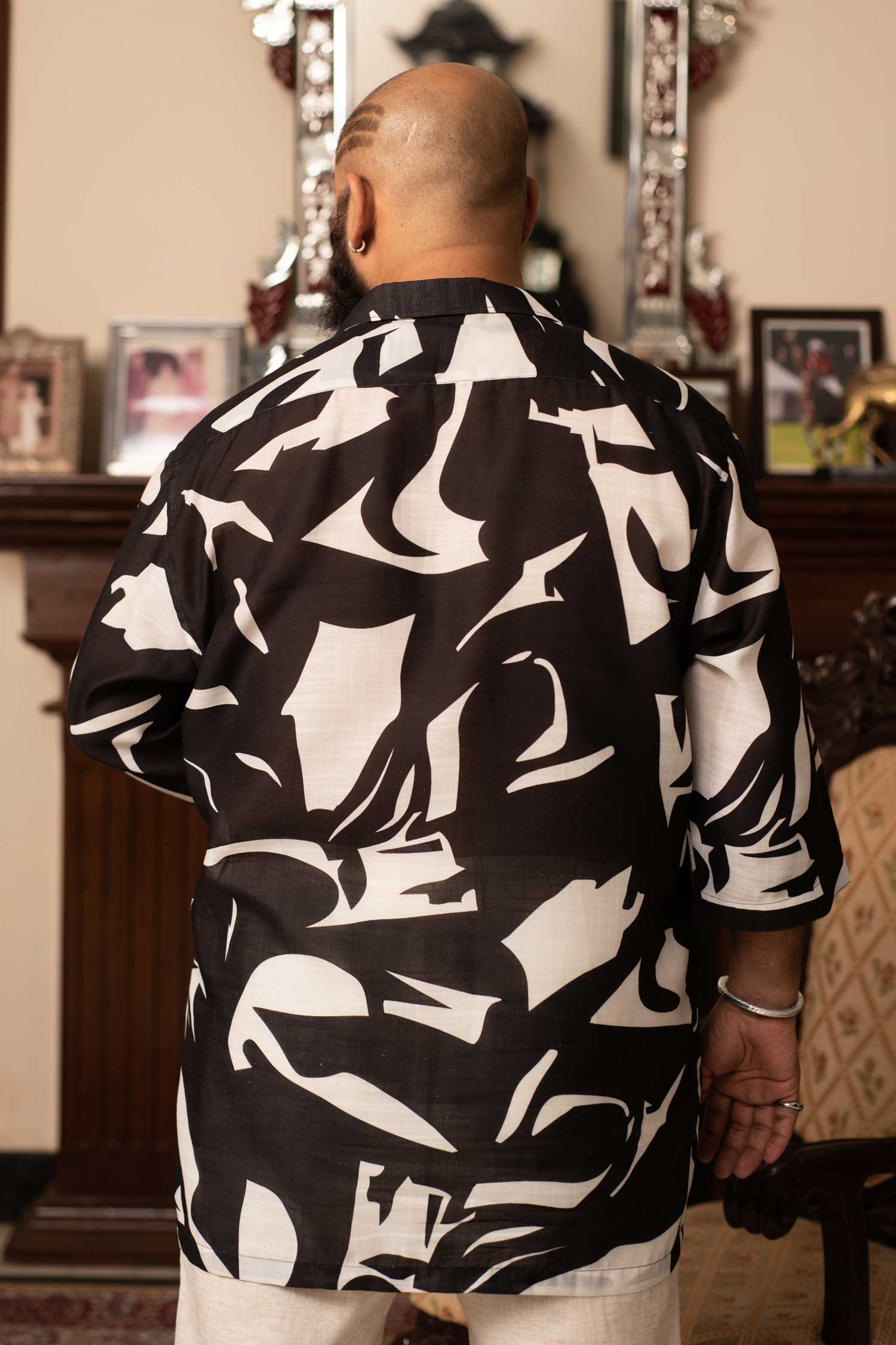 Dapple- Black and White Oversized Linen Blend Shirt