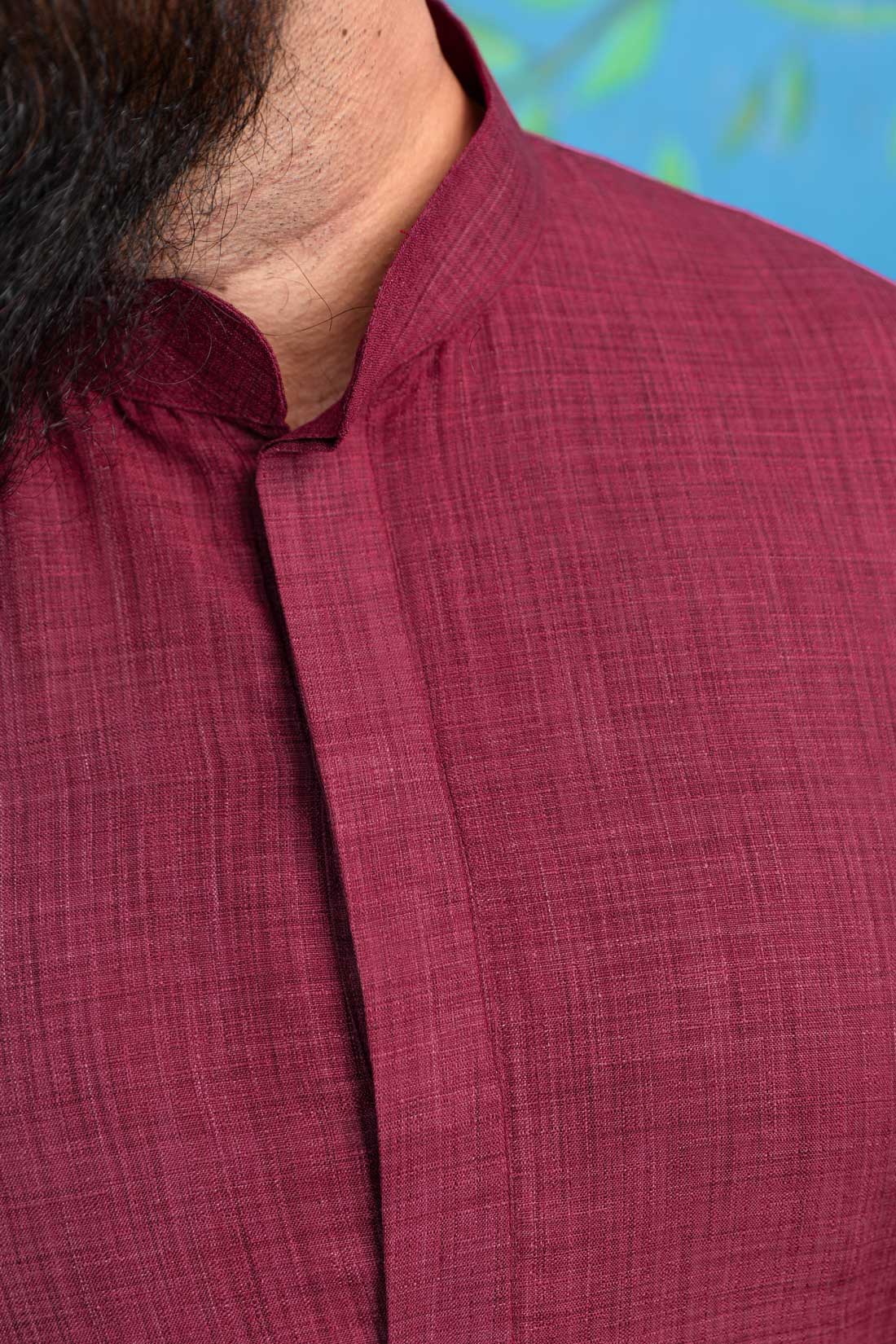 Rouge - Maroon Khadi Cotton Blended Kurta