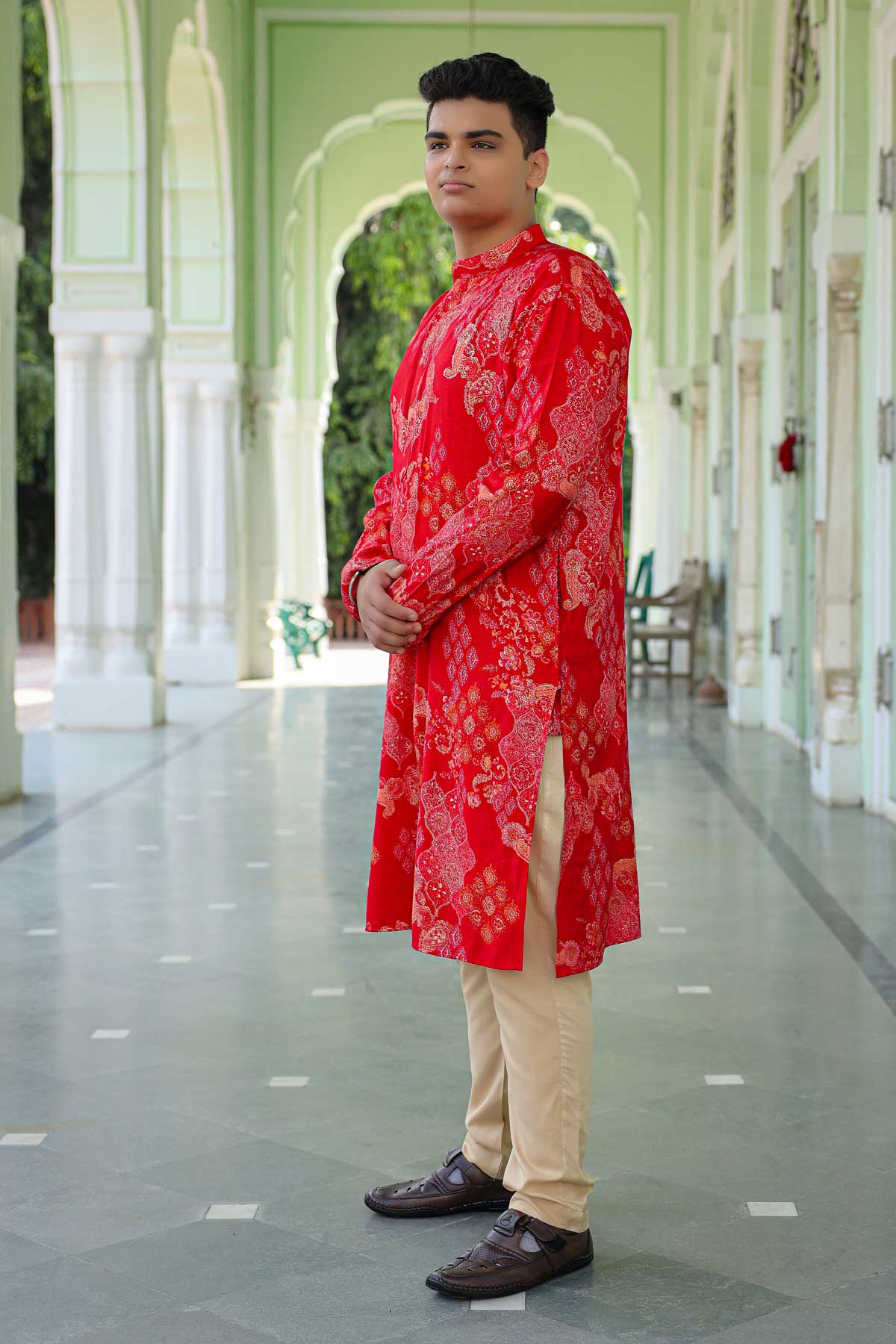 Rajwada - Red Foil Printed Printed Kurta (Sizes:S-6XL)