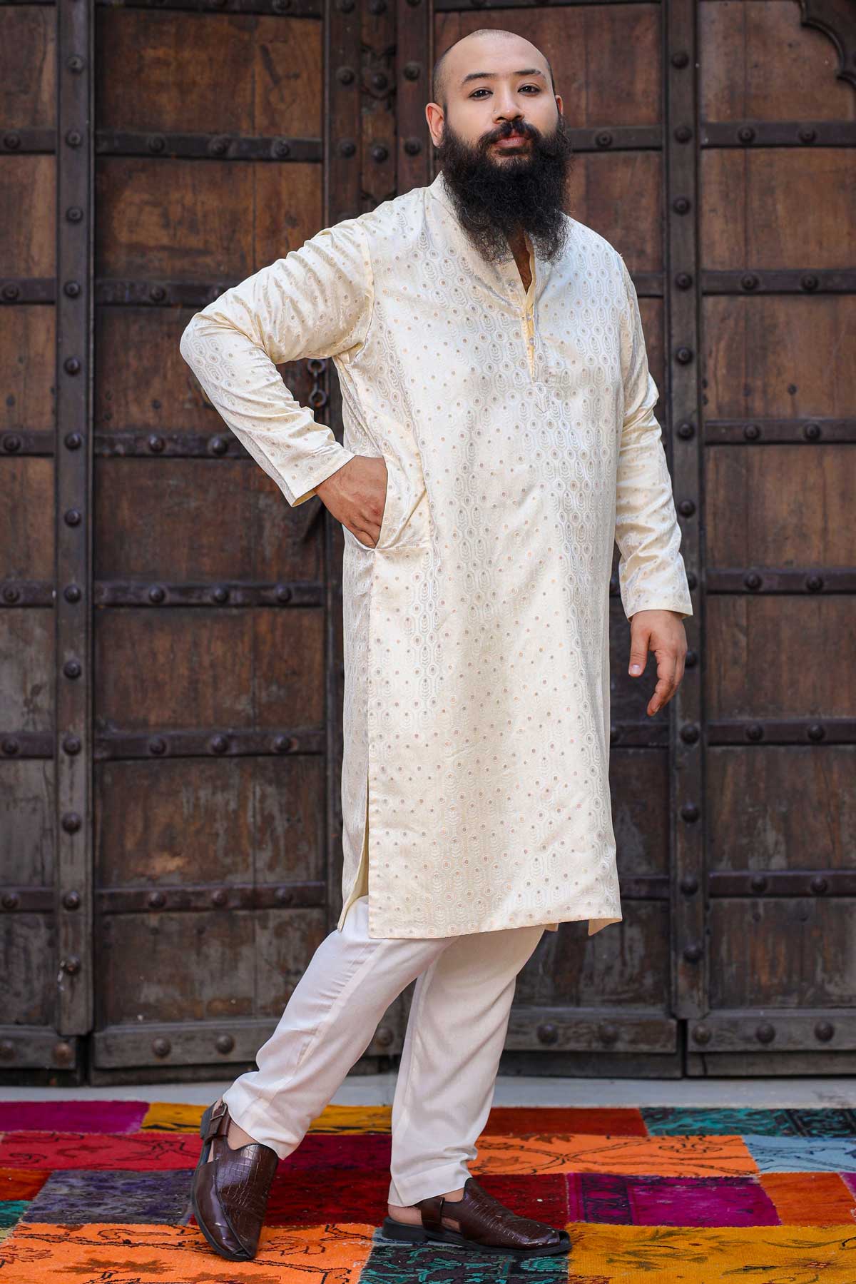 Ivory Elegance - Off white Zari Embroidered Kurta