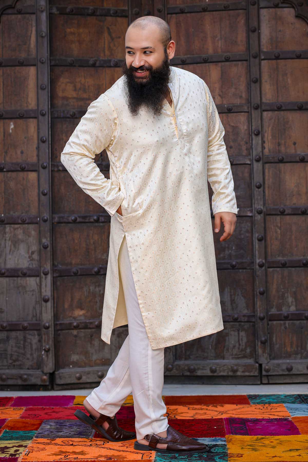 Ivory Elegance - Off white Zari Embroidered Kurta