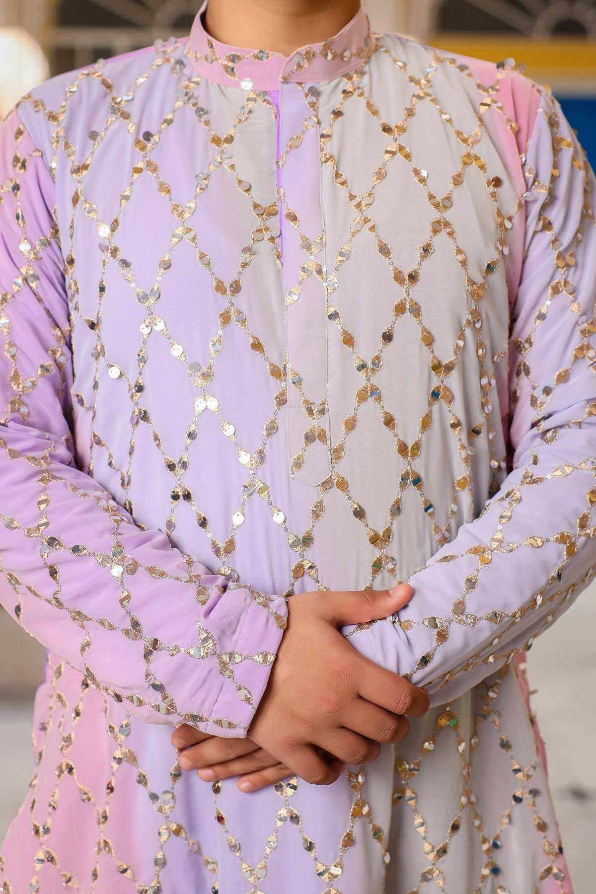 Serene - Pastel Colored Sequin Embroidered Georgette Kurta