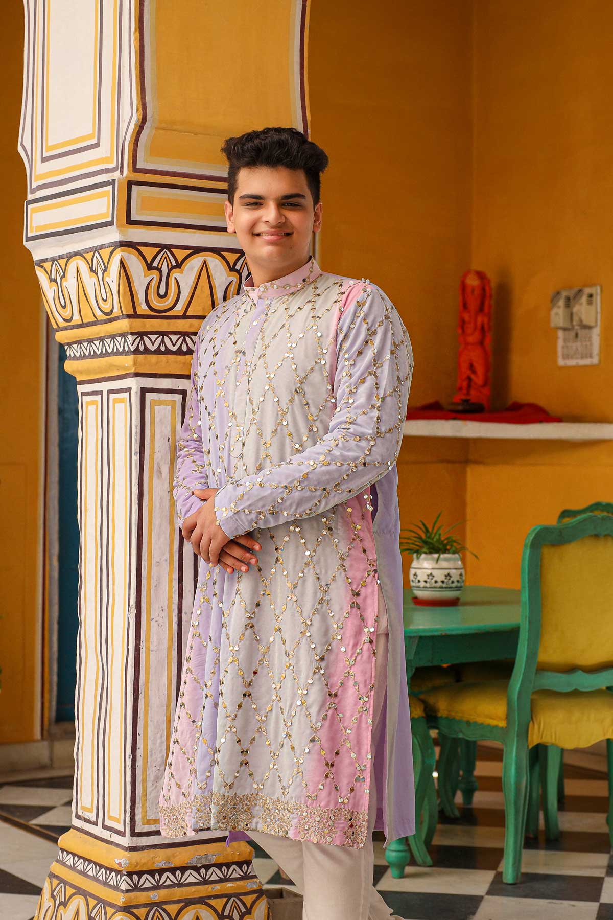 Serene - Pastel Colored Sequin Embroidered Georgette Kurta