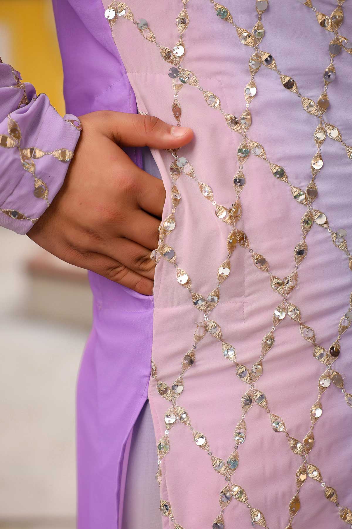 Serene - Pastel Colored Sequin Embroidered Georgette Kurta