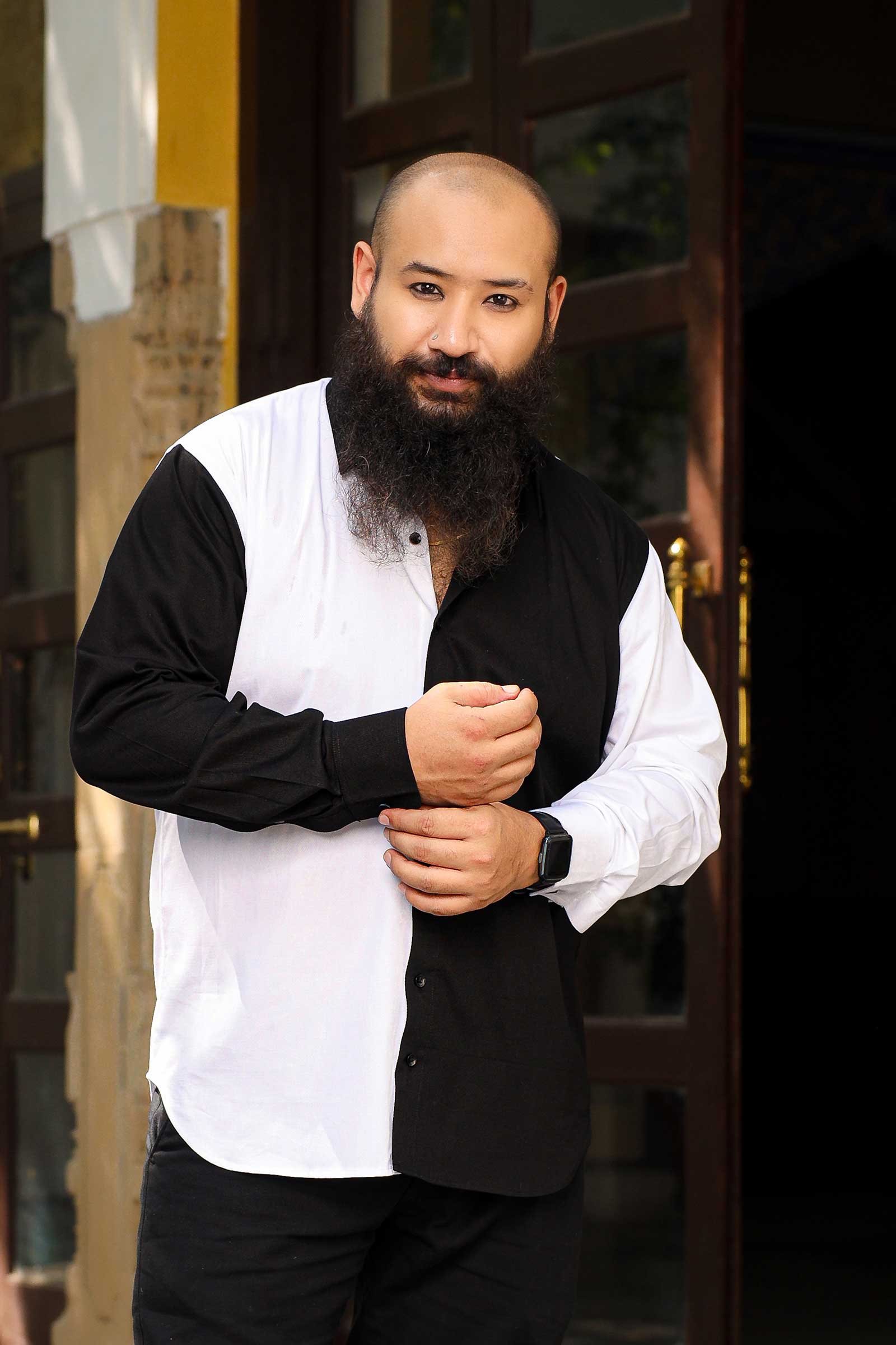 Monochrome - Black and White Textured Superfine Cotton Shirt