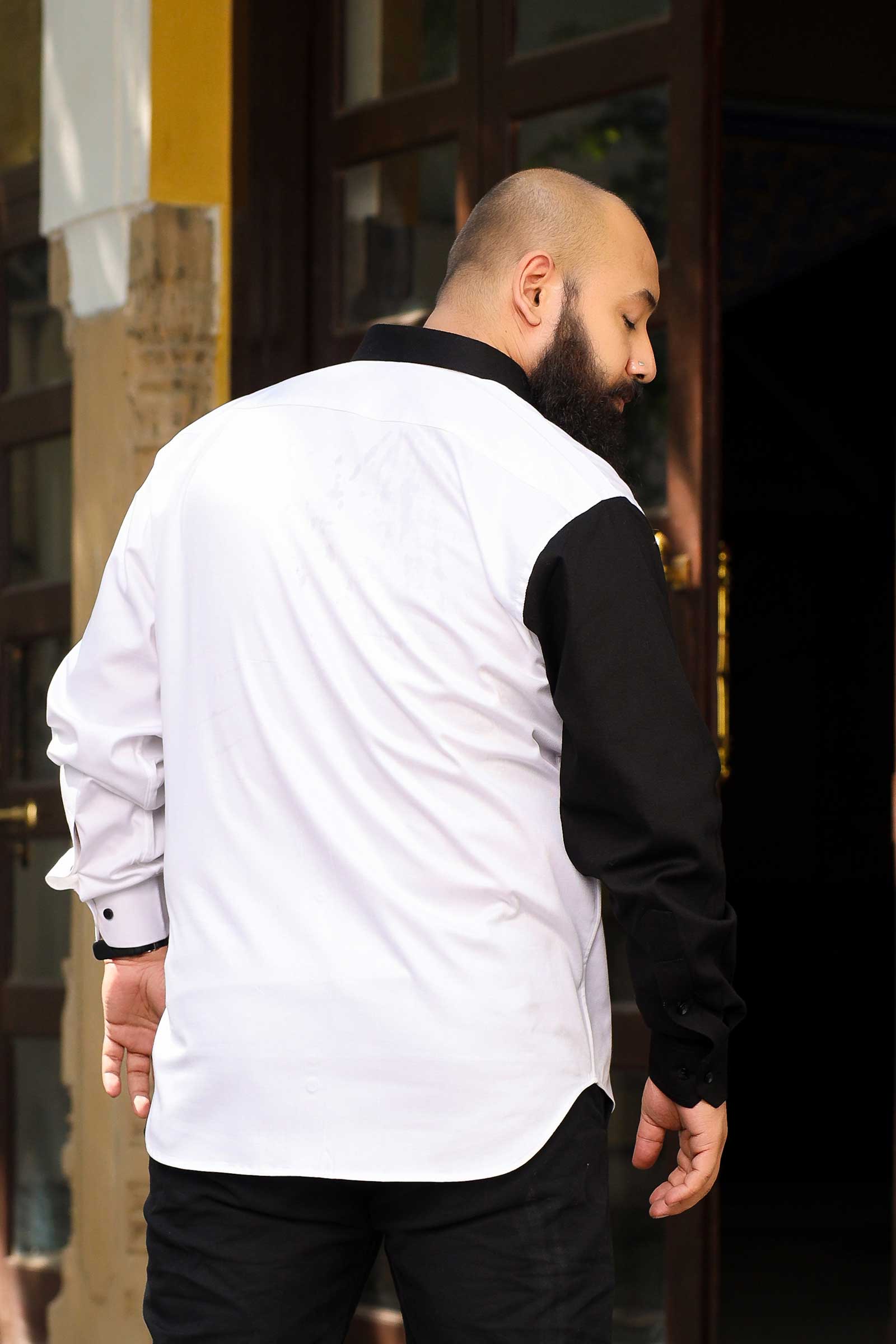 Monochrome - Black and White Textured Superfine Cotton Shirt