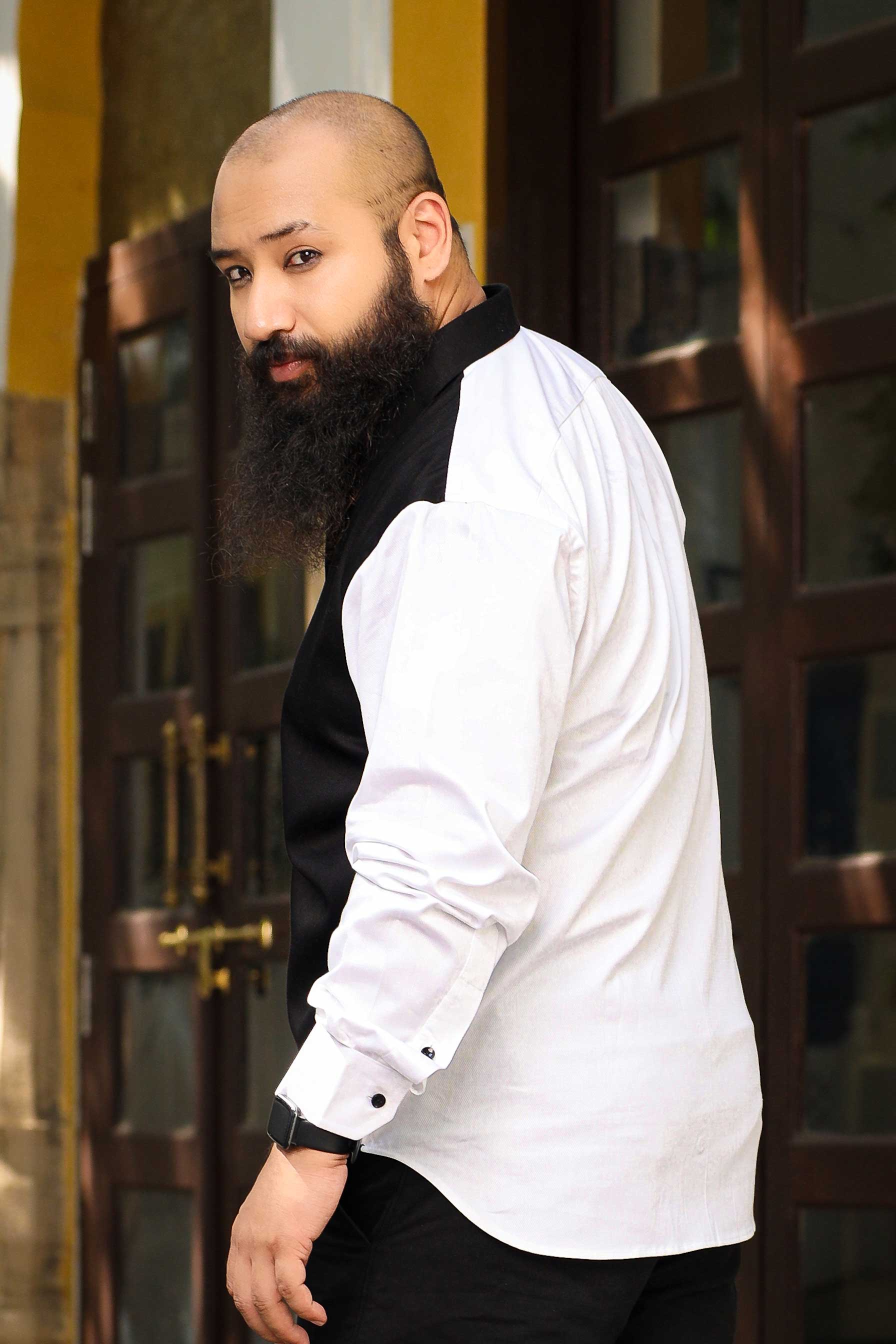 Monochrome - Black and White Textured Superfine Cotton Shirt