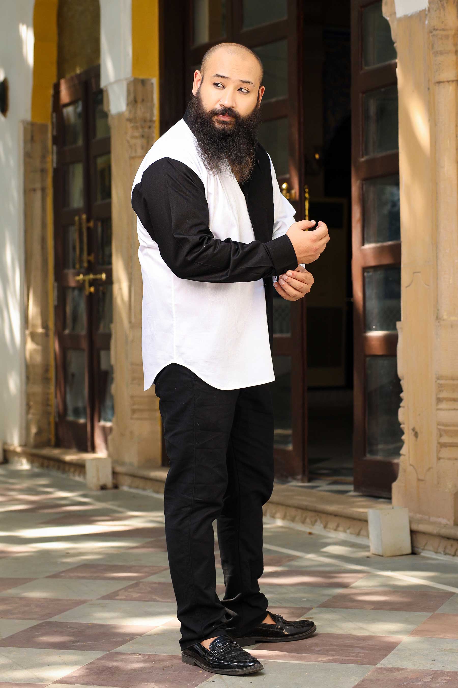 Monochrome - Black and White Textured Superfine Cotton Shirt