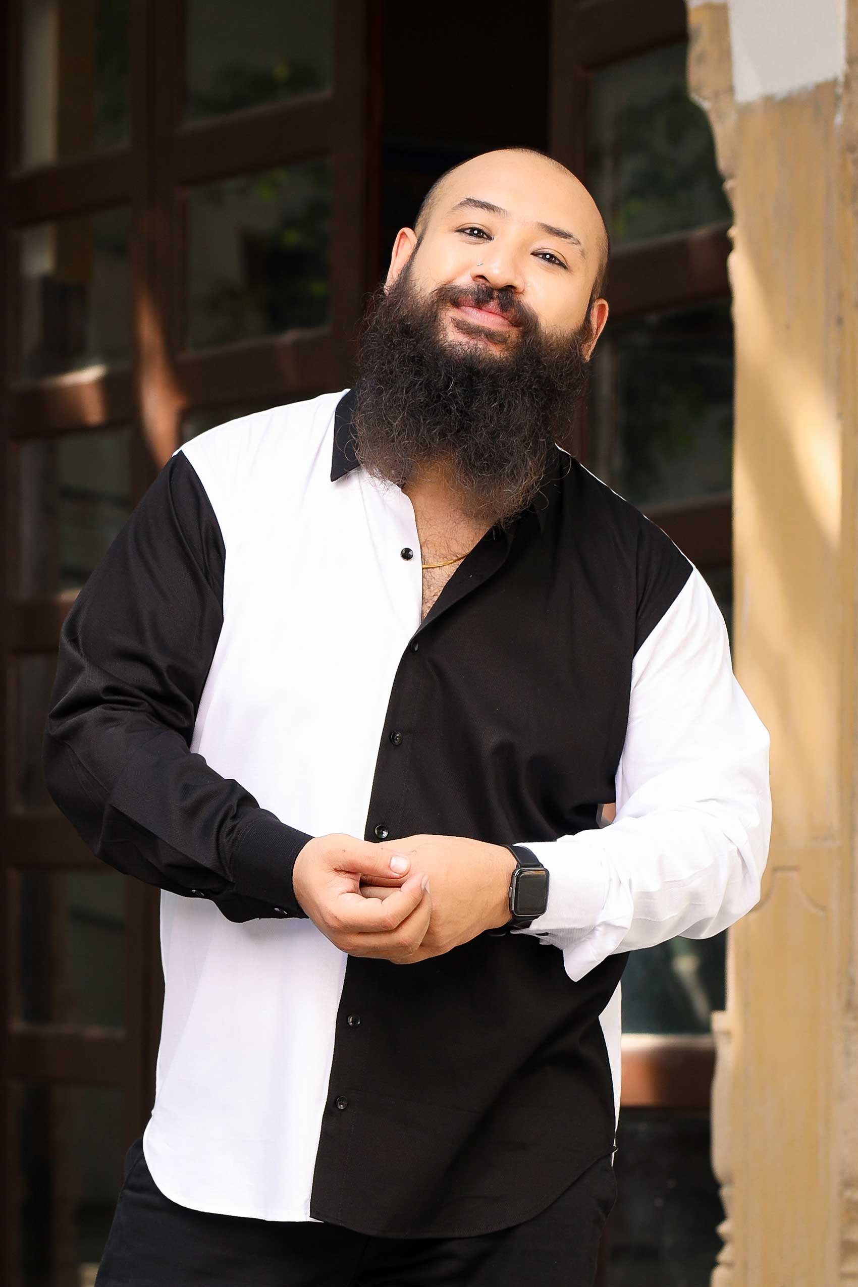 Monochrome - Black and White Textured Superfine Cotton Shirt