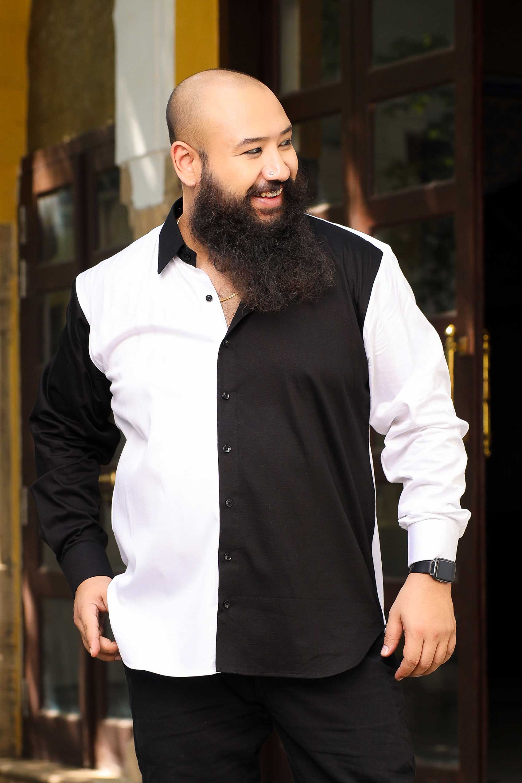 Monochrome - Black and White Textured Superfine Cotton Shirt