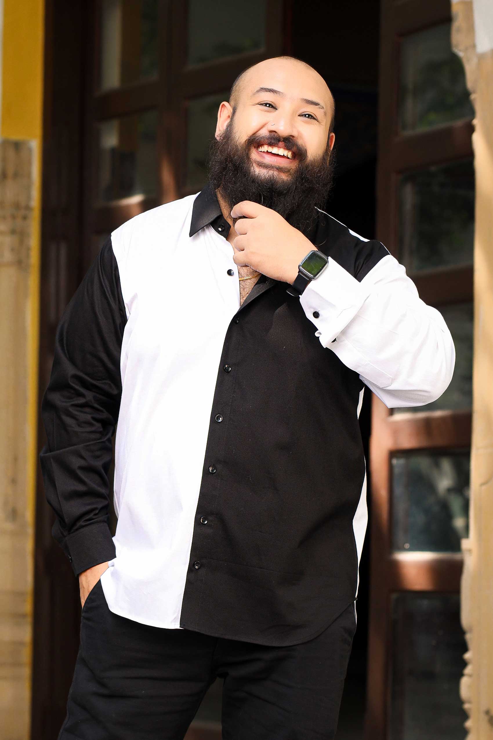 Monochrome - Black and White Textured Superfine Cotton Shirt