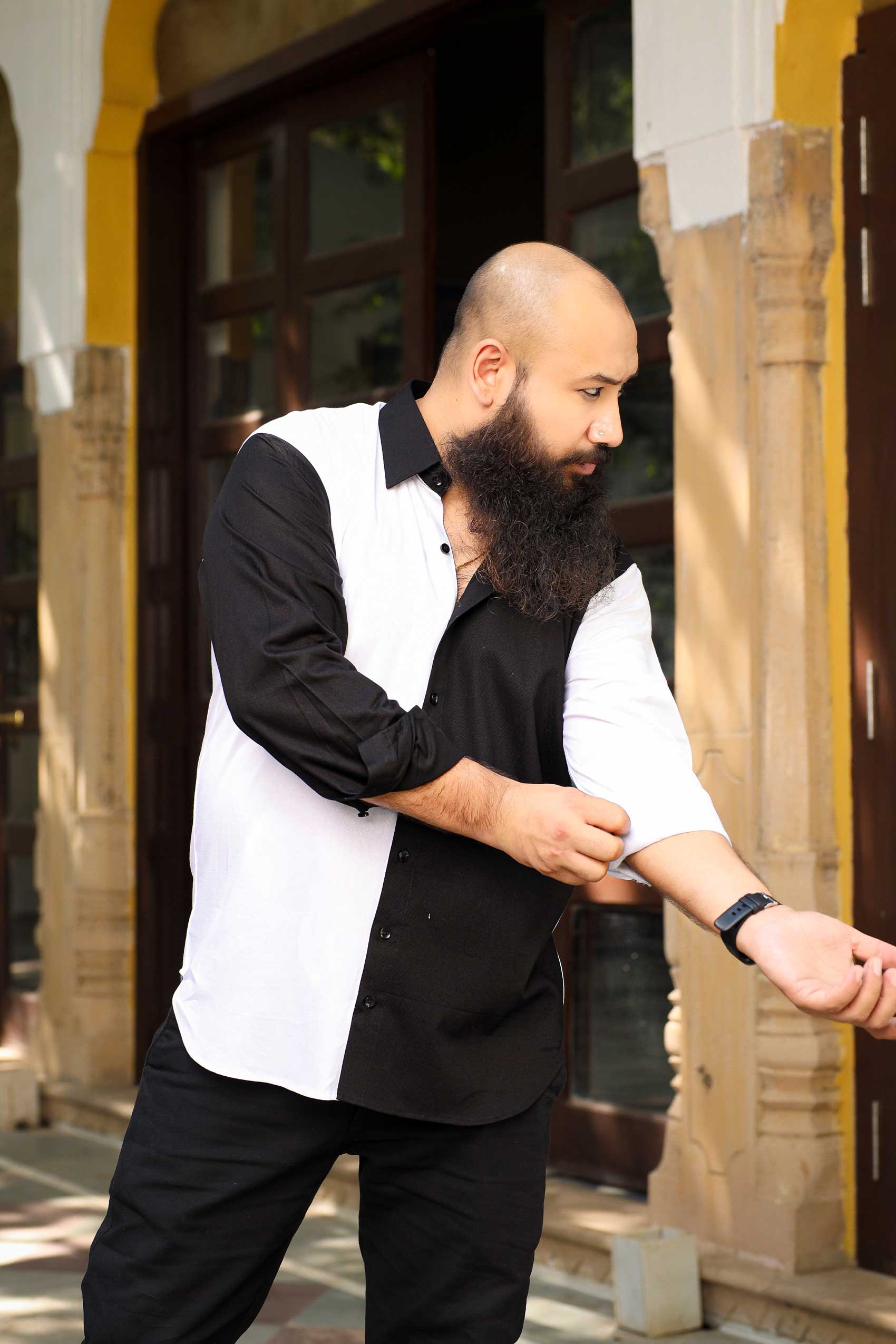 Monochrome - Black and White Textured Superfine Cotton Shirt