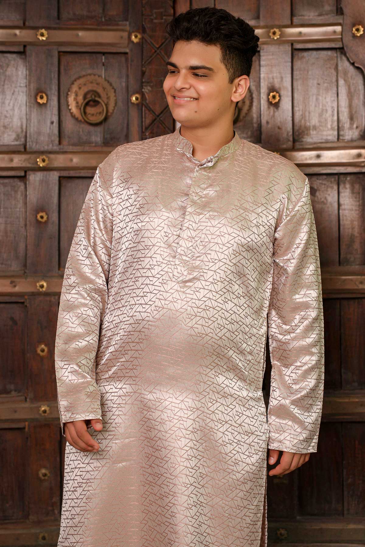 Almond - Almond Light Brown Embroidered Kurta