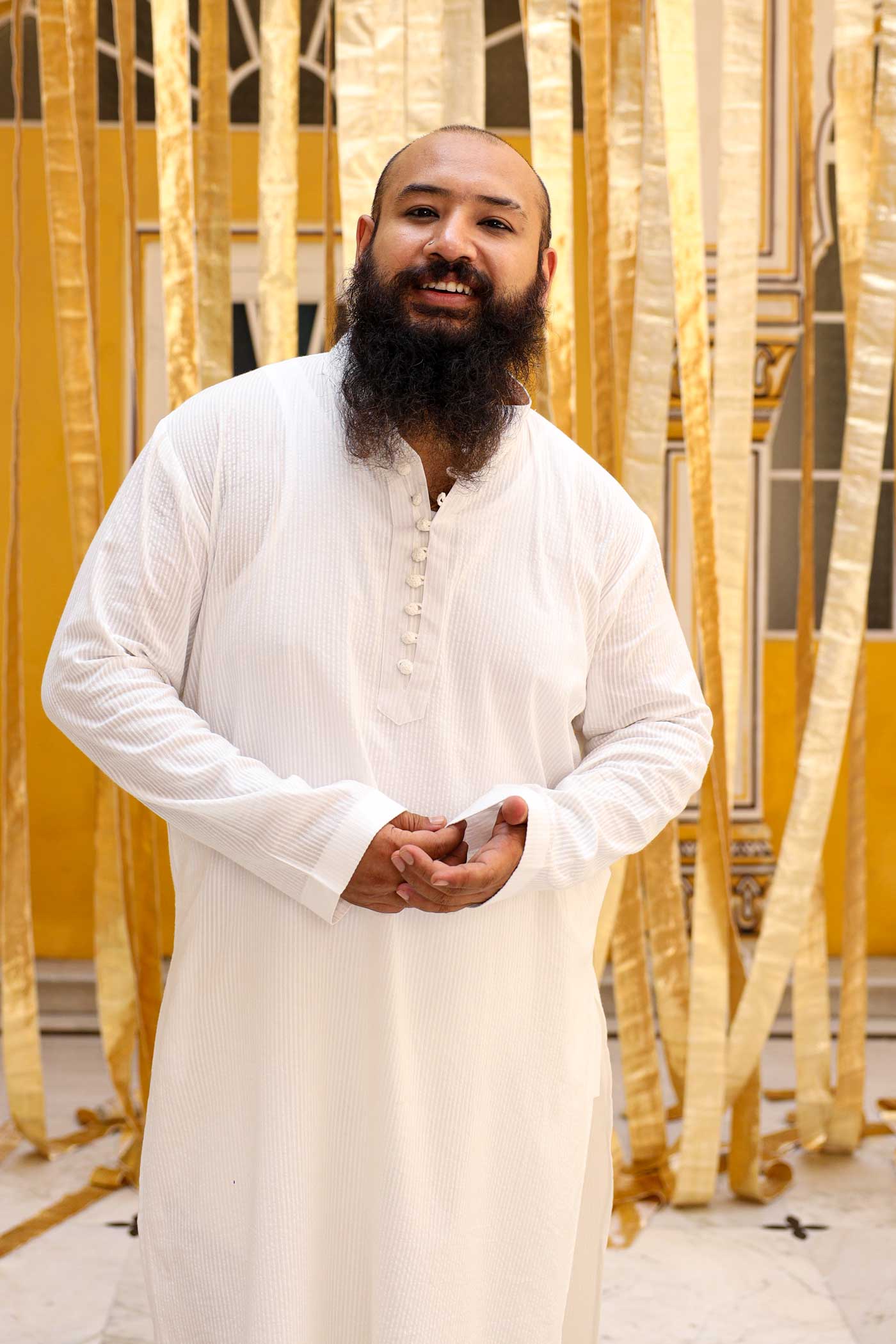 Peace - White Textured Floral Detailed Cotton Kurta