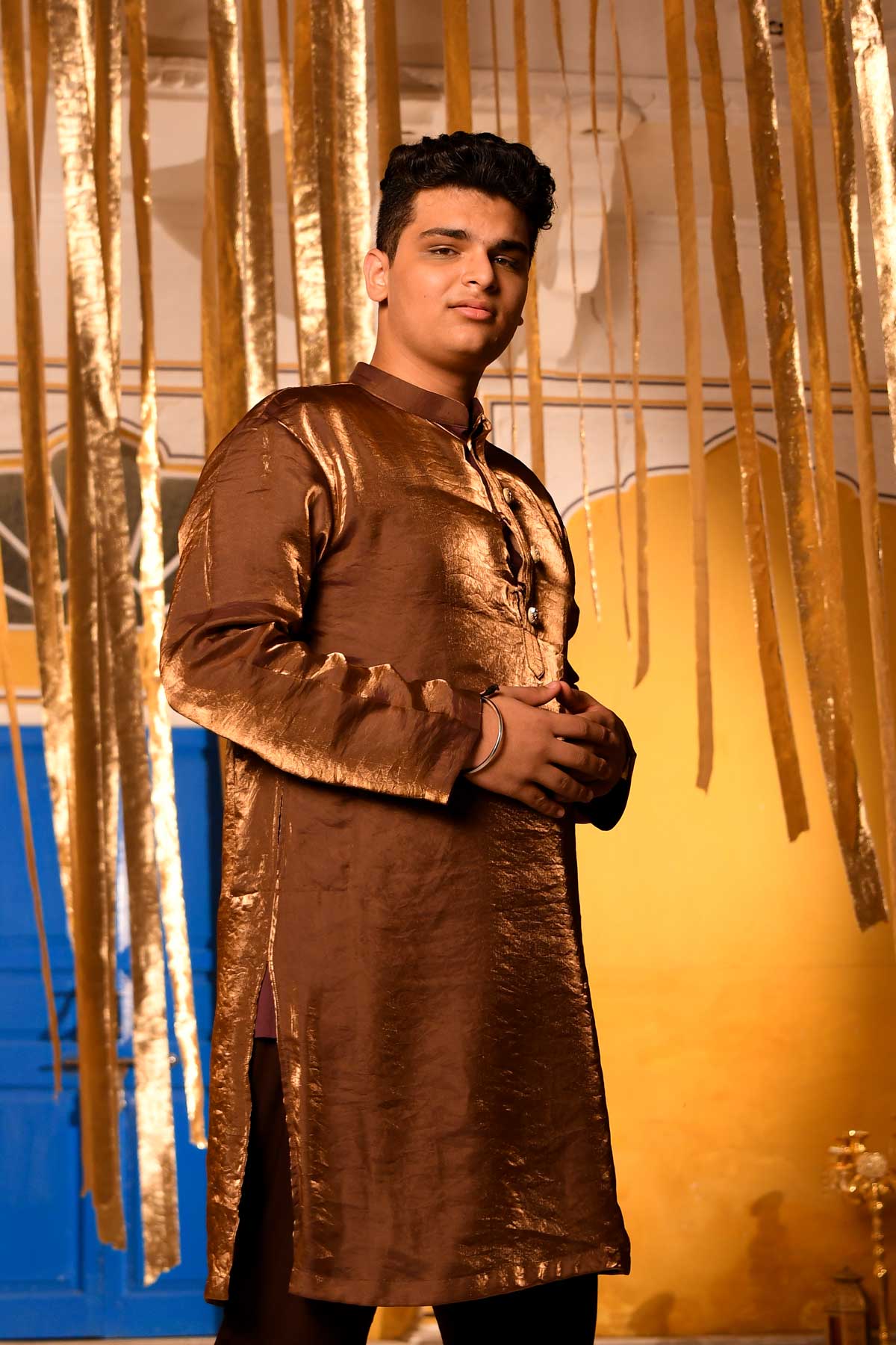 Ravine - Brown Sequin Silk Chinon Kurta