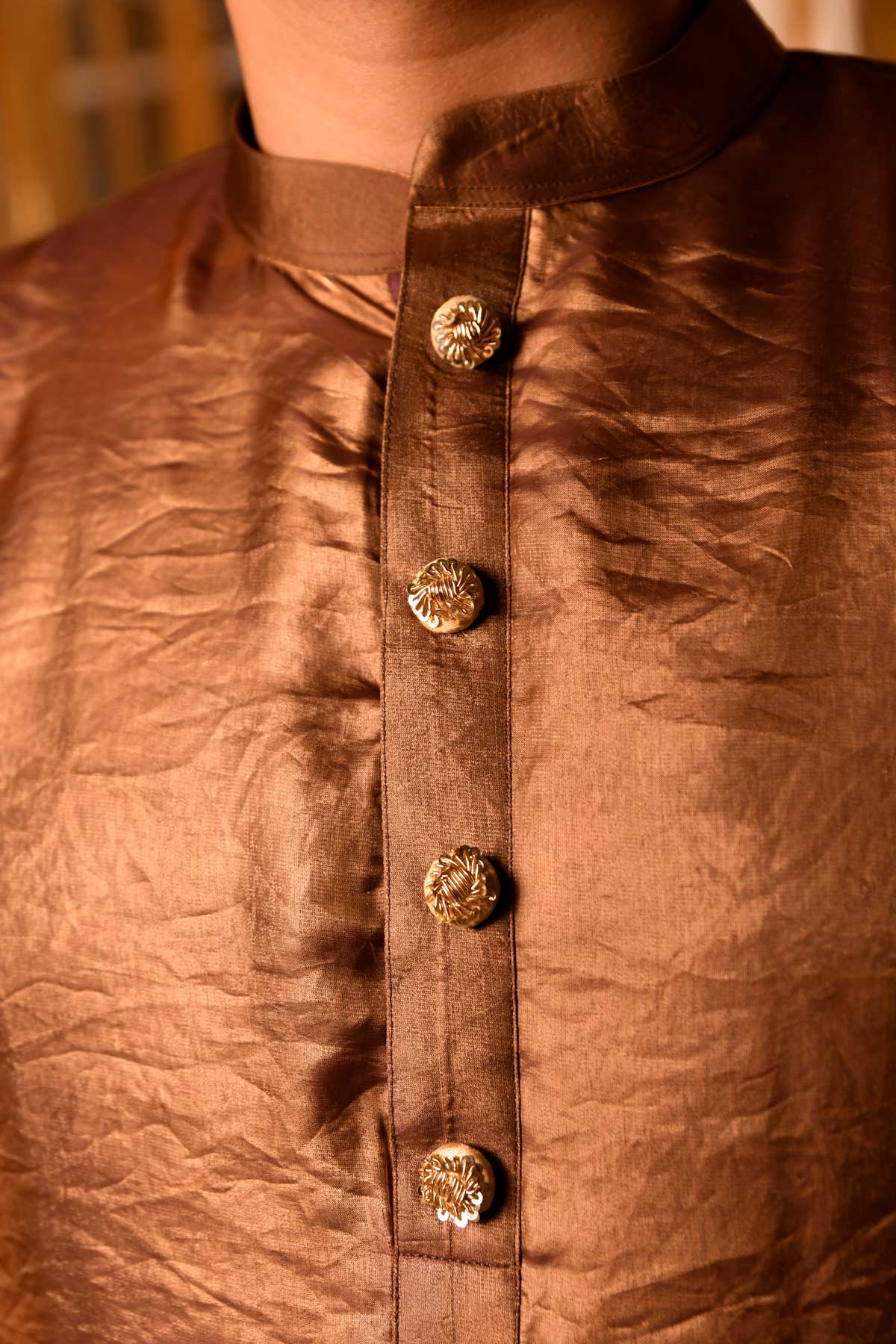 Ravine - Brown Sequin Silk Chinon Kurta