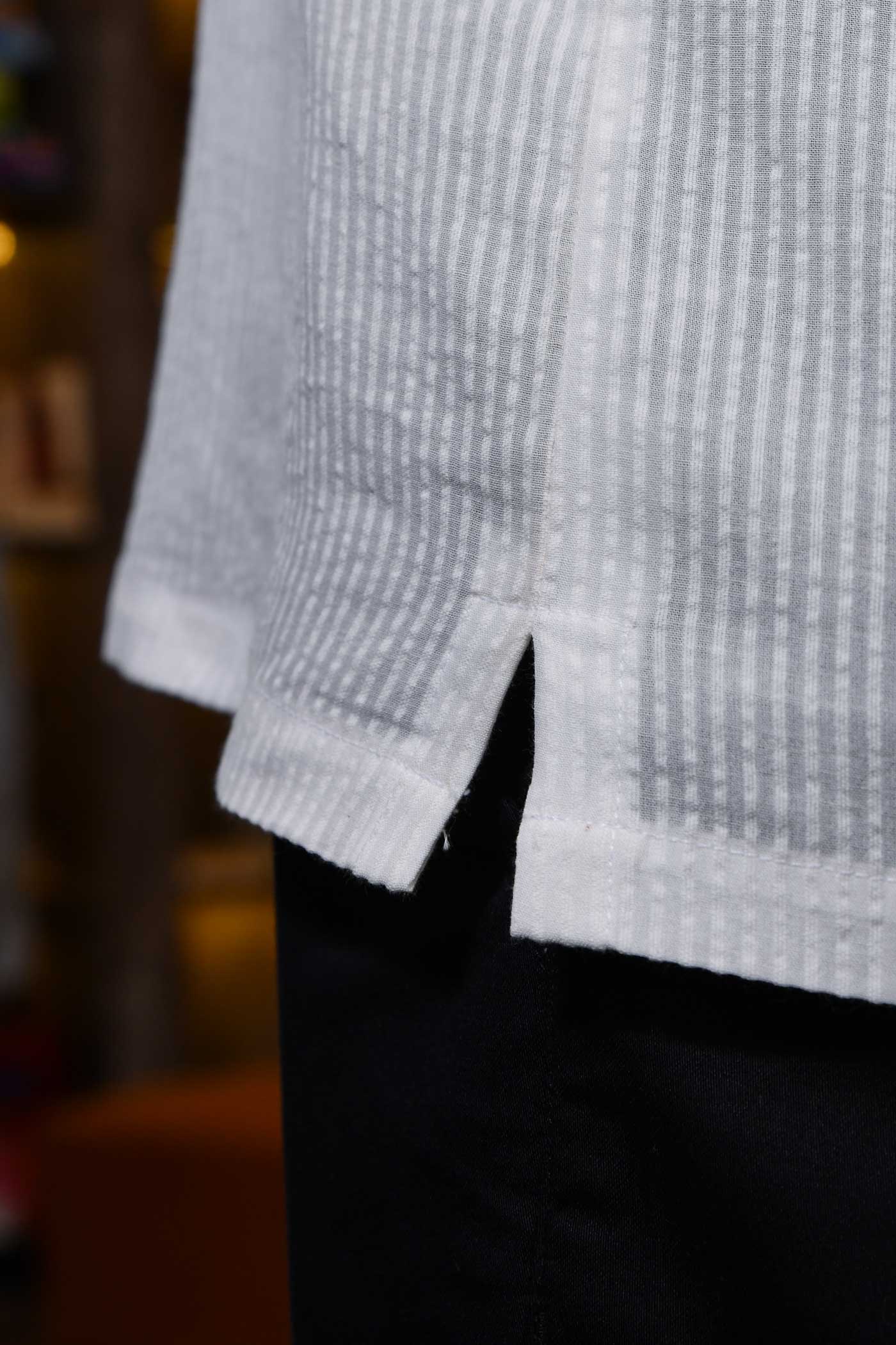 Shwet - White Texture Loop Button Closure Shirt