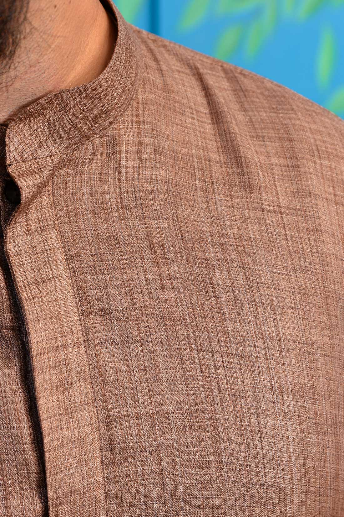 Rustic Brown - Brown Khadi Cotton Blended Kurta
