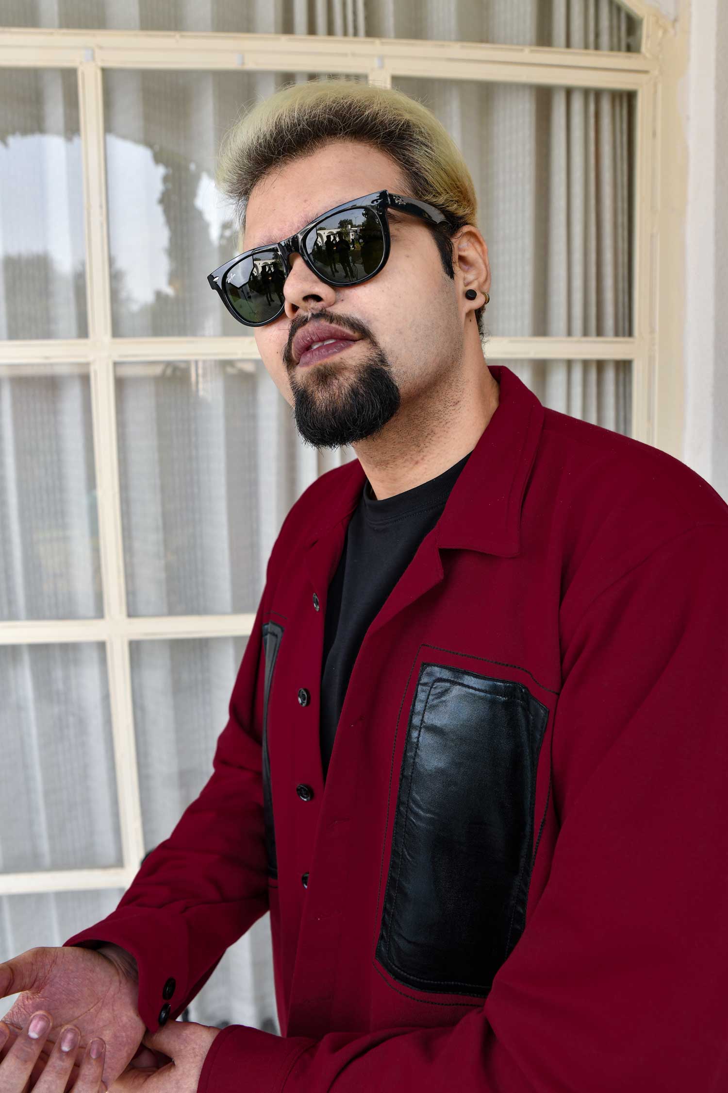 Crimson Edge - Maroon Black Detailed Woollen Fleece Shacket