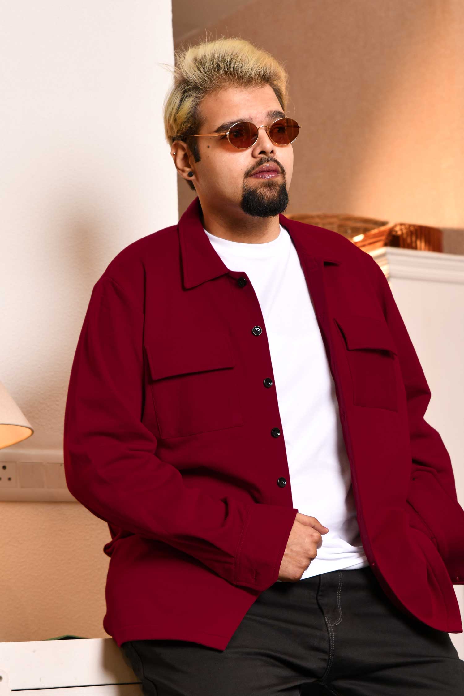 Firebrick - Maroon Pocketed Woollen Fleece Shacket
