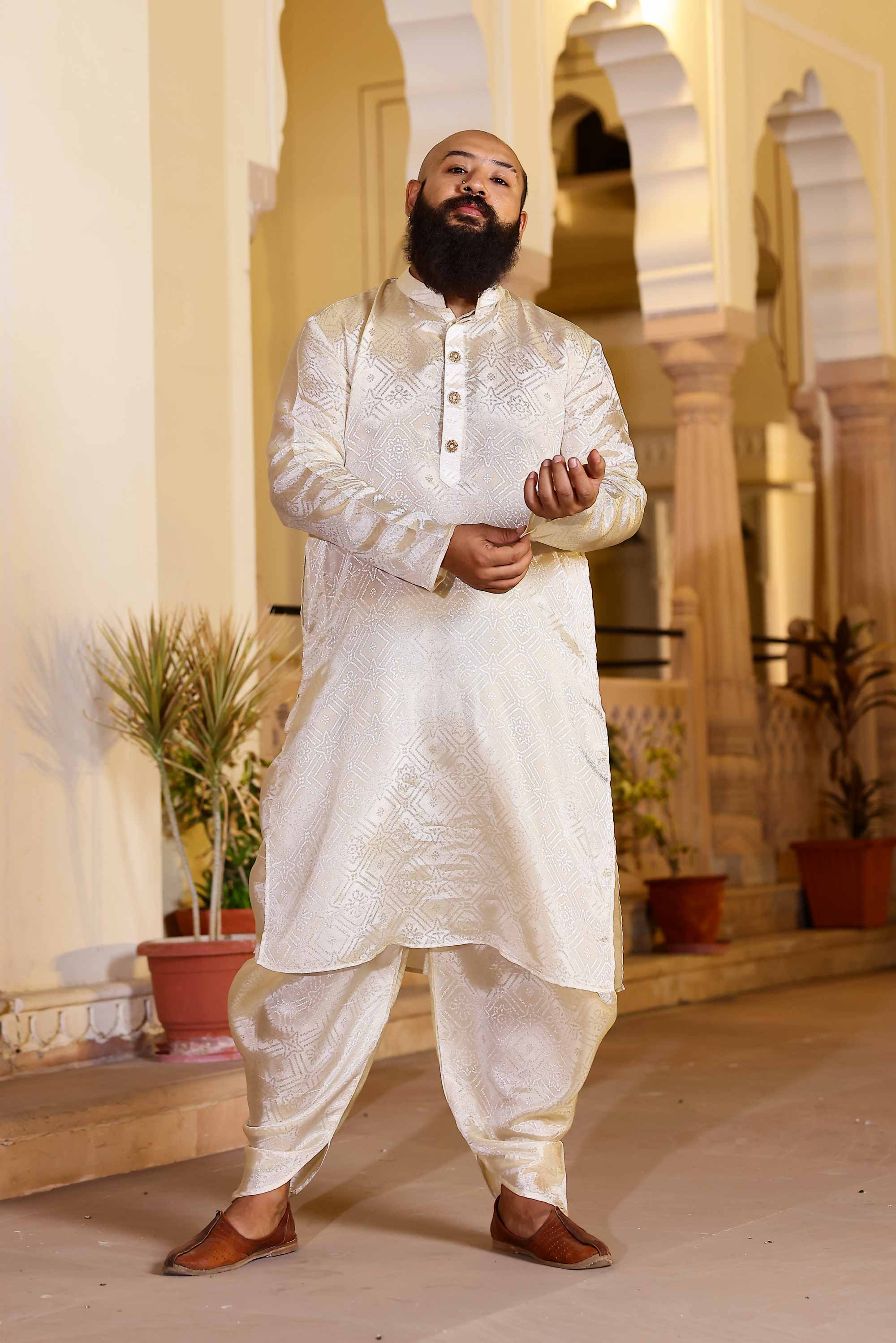 Noble - Off white Jacquard Printed Kurta Set