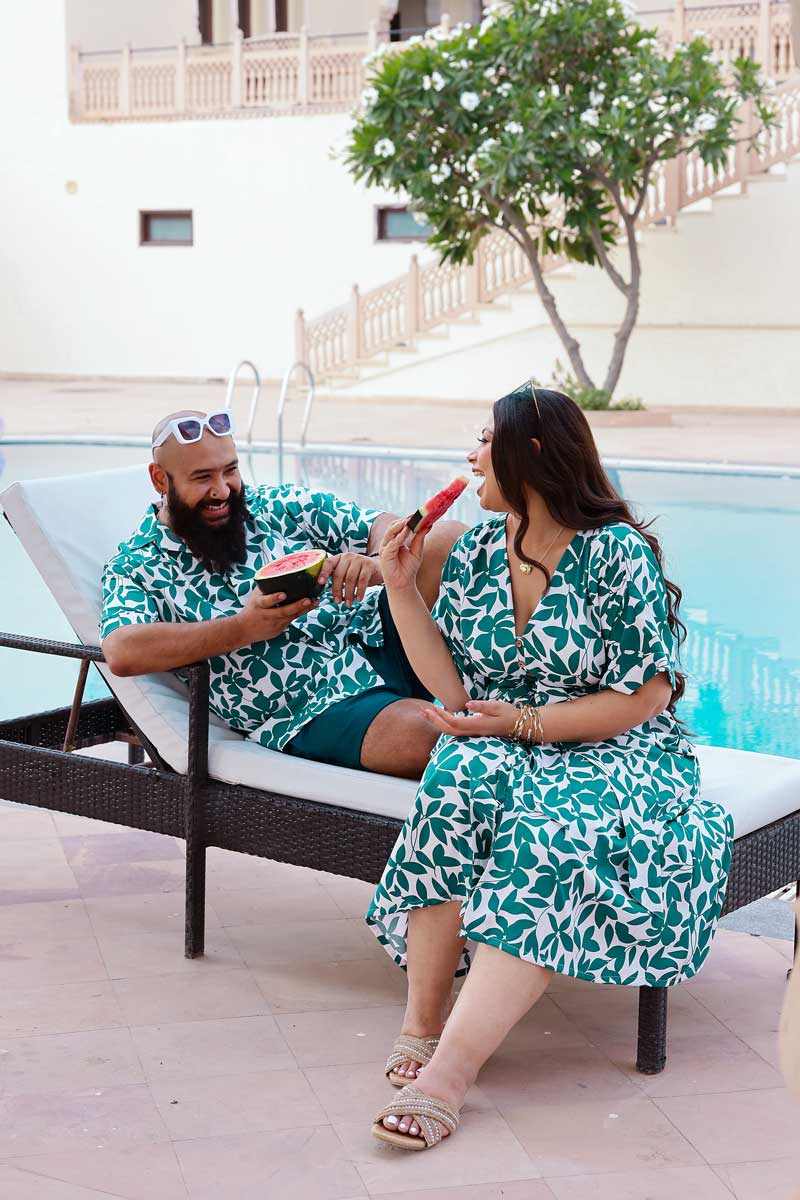 Verdant Vibes - Moss Green and white Tropical Printed Cuban Collar Shirt