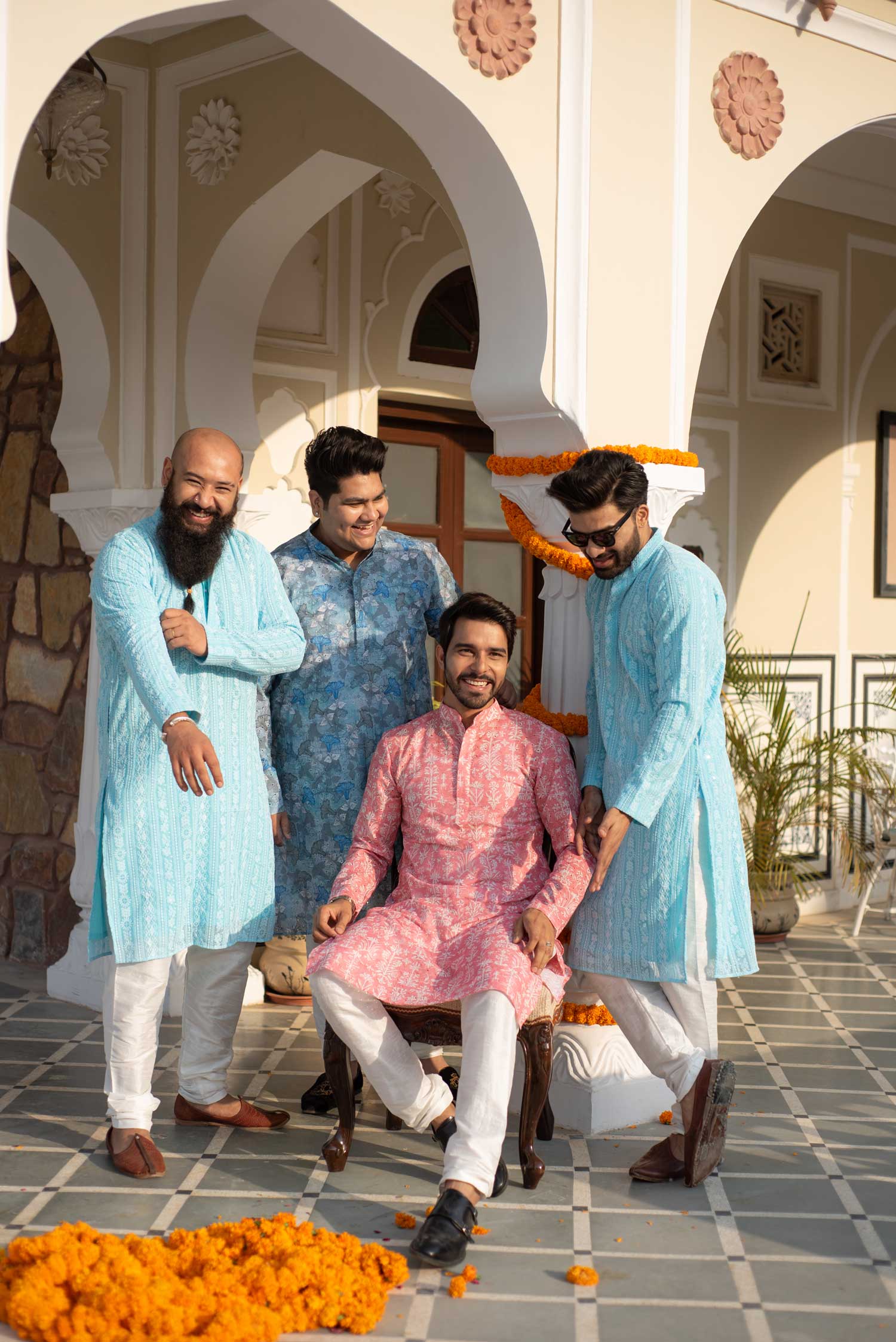 Carnation - Pink Floral Schiffli embroidered kurta