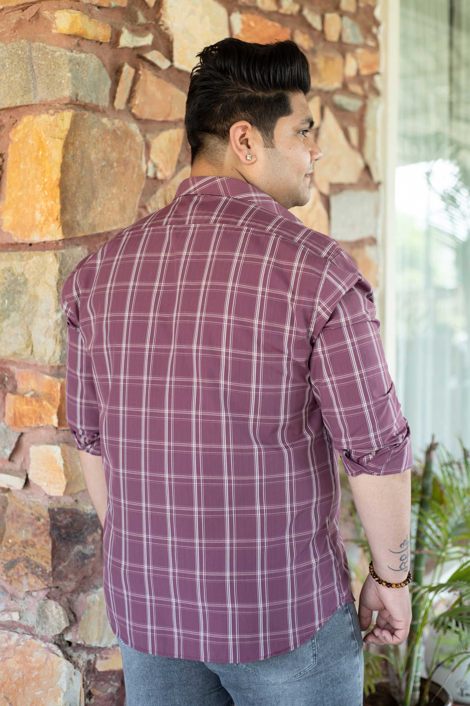 Winetone - Wine and Beige Checks Shirt