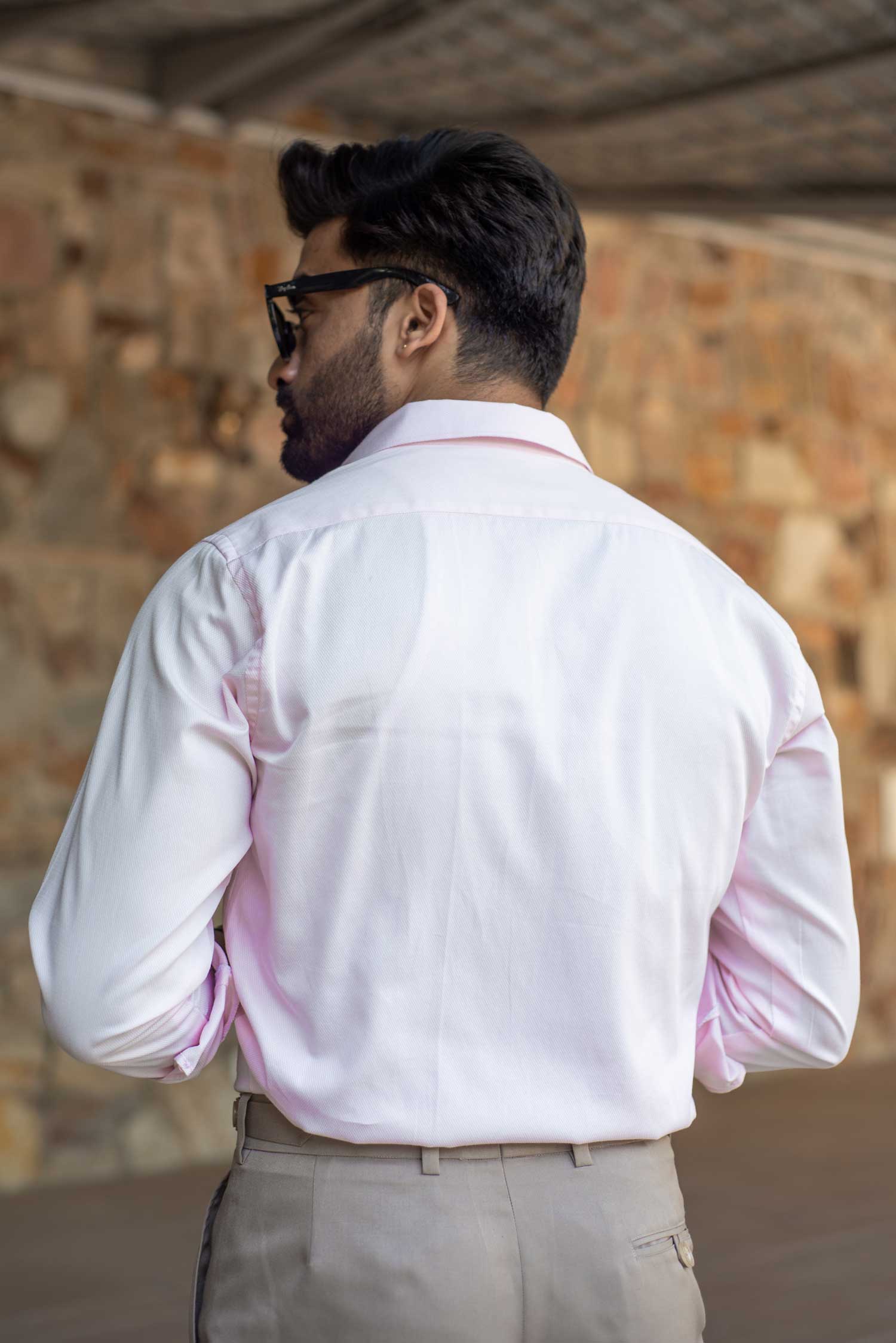 Swan - Pink Dobby Knit Giza Cotton Shirt