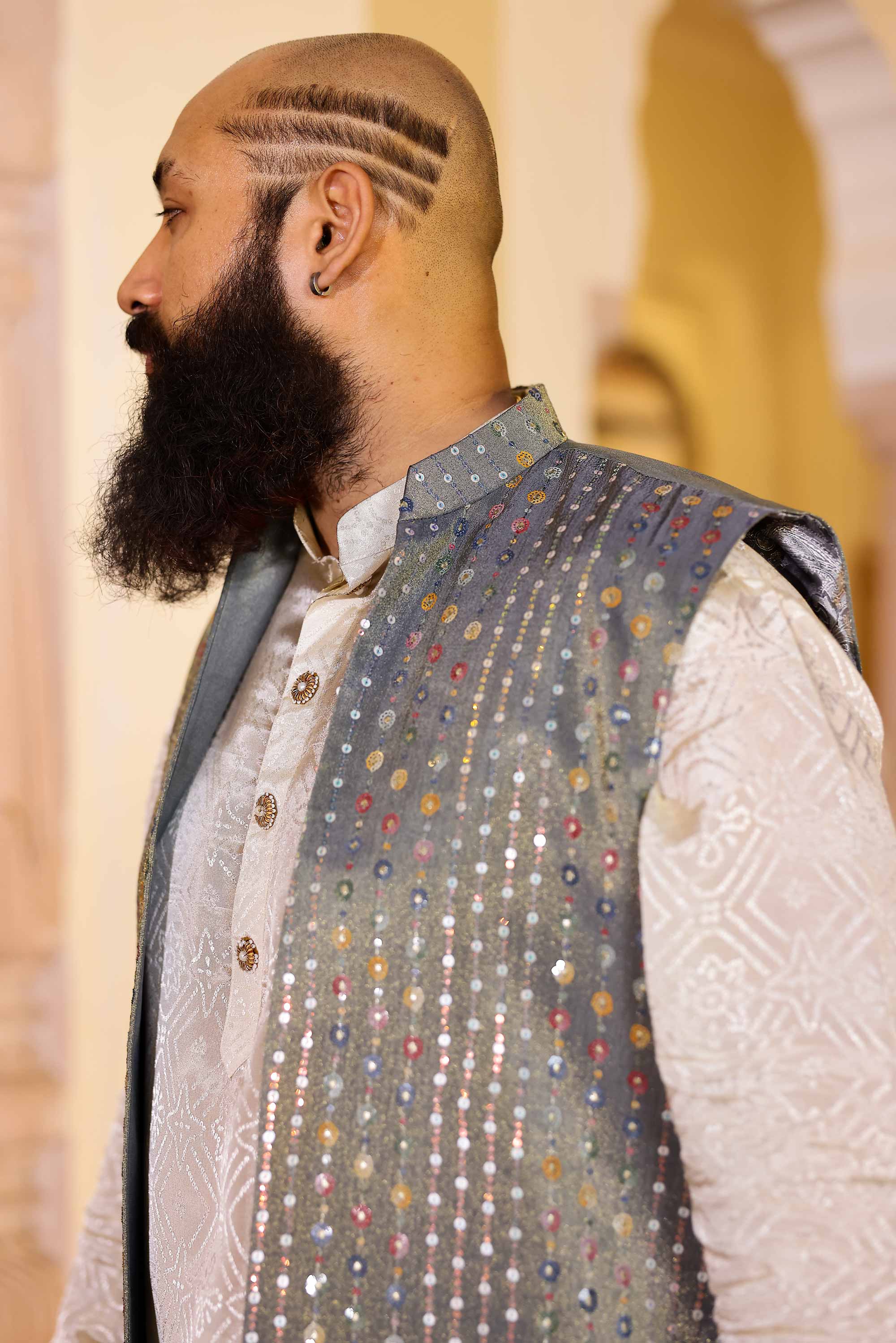 Regal - Off white Jacquard Printed Kurta Jacket Set