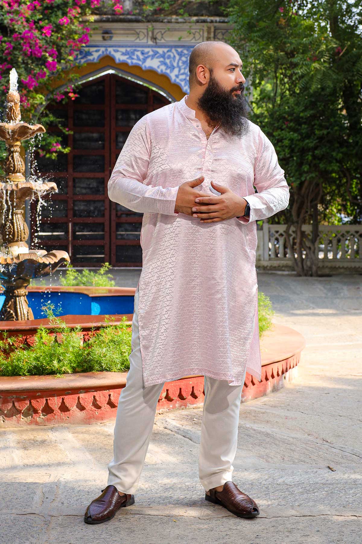 Carousel - Light Pink Embroidered Kurta