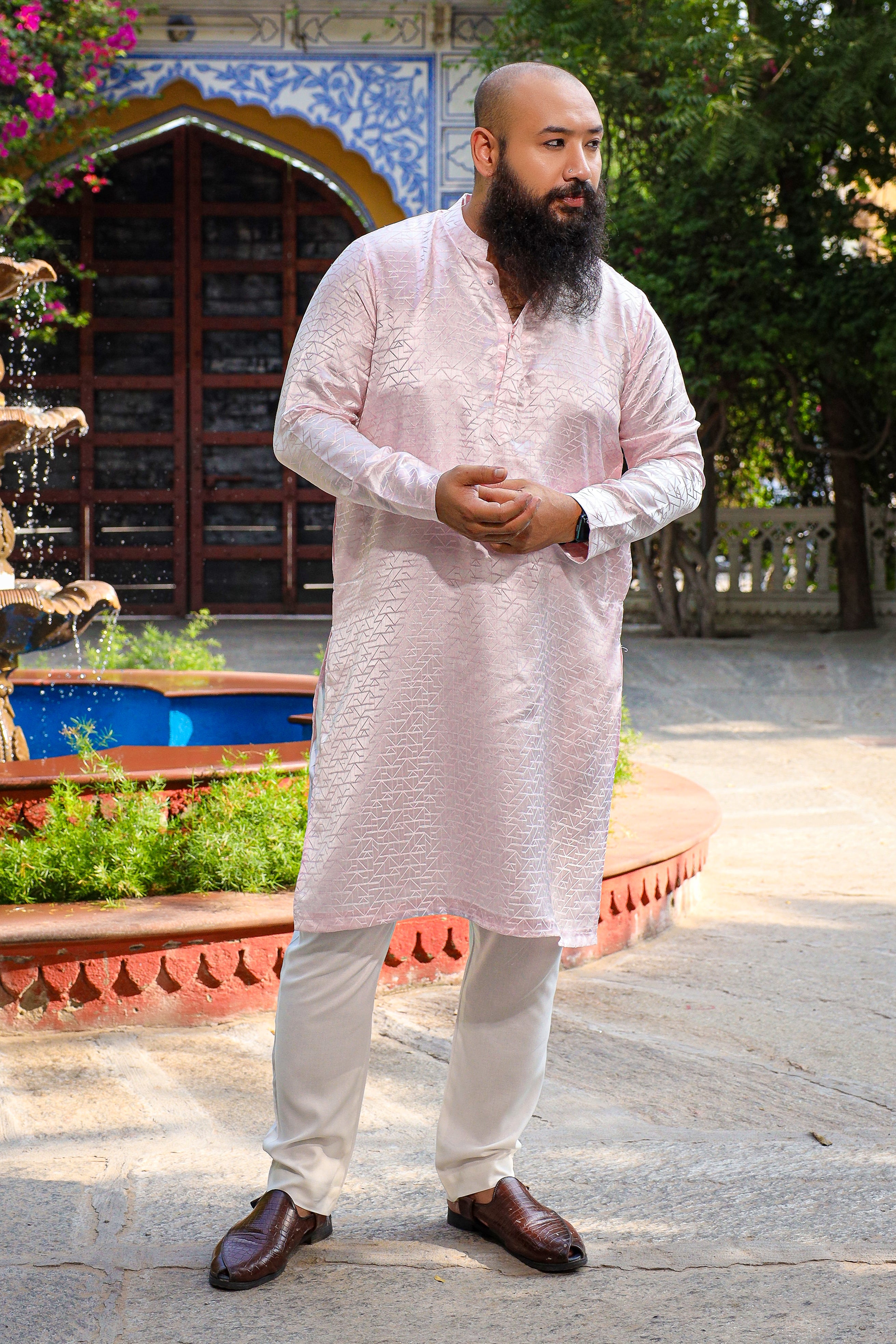 Carousel - Light Pink Embroidered Kurta