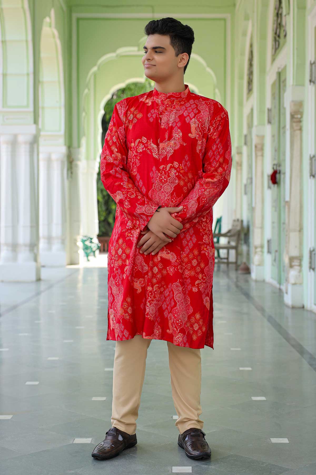 Rajwada - Red Foil Printed Printed Kurta (Sizes:S-6XL)